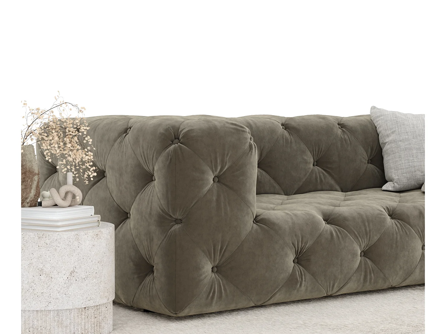 Canapé Cosimo - velours - 3 places - taupe