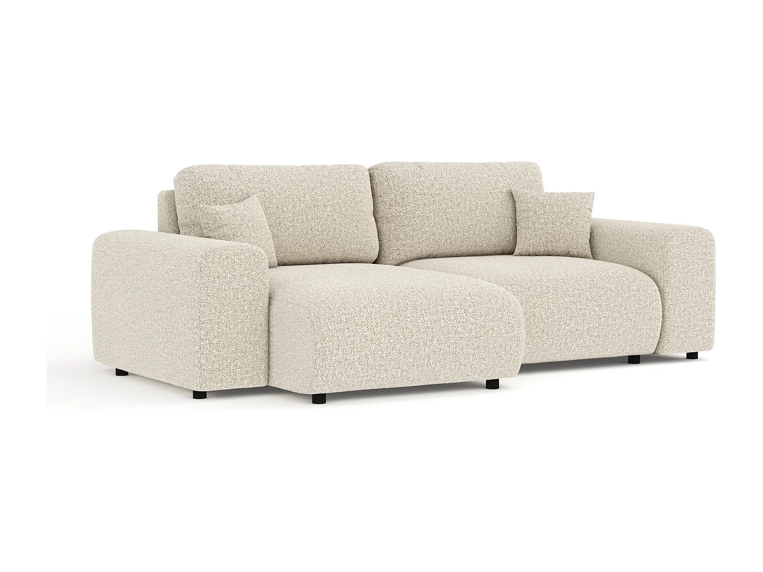 Canapé d'angle en tissu bouclette Zanzibar - 4 places - beige