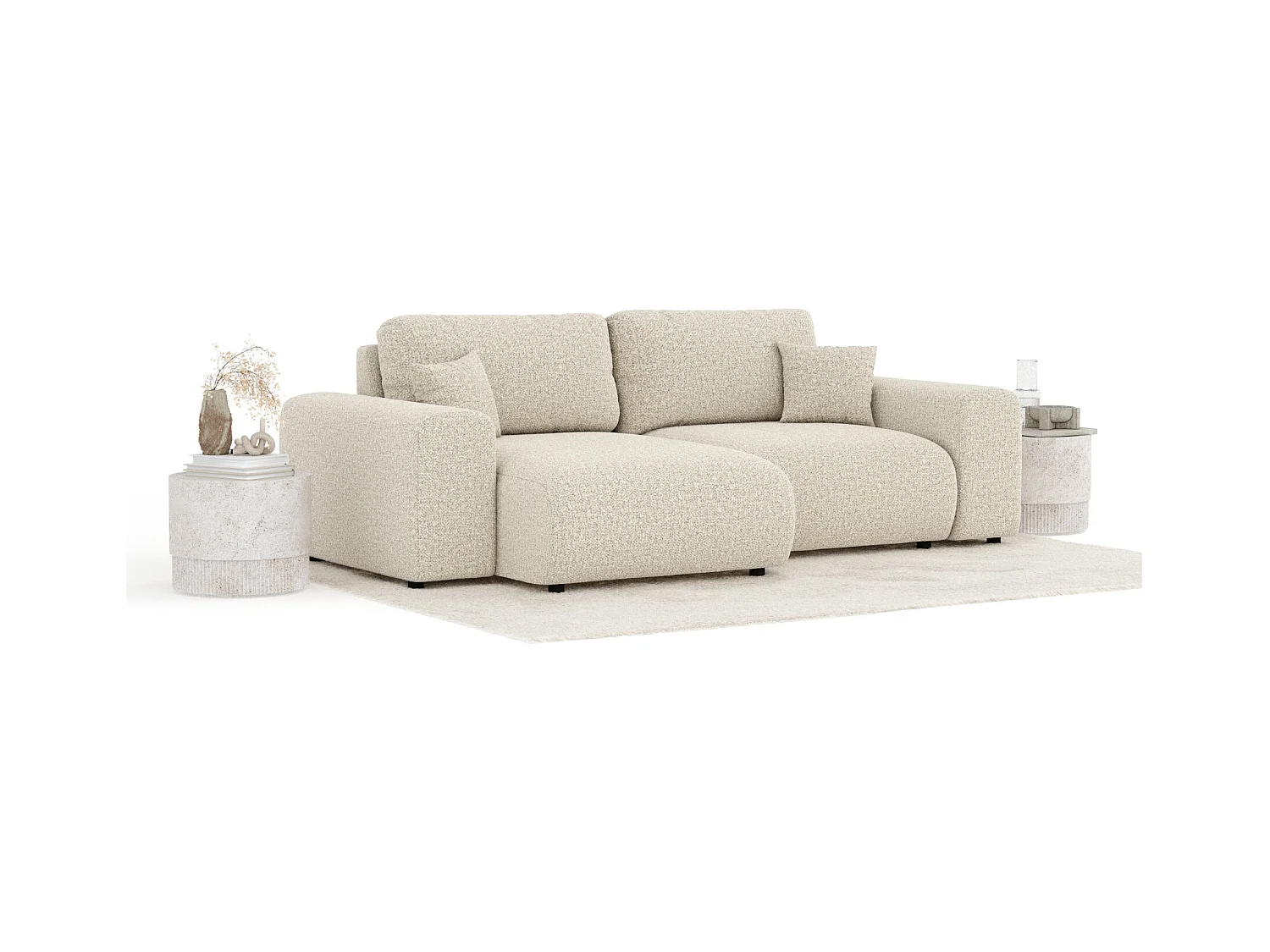 Ecksofa im Boucle-Stoff Zanzibar - Vier-Personen - beige