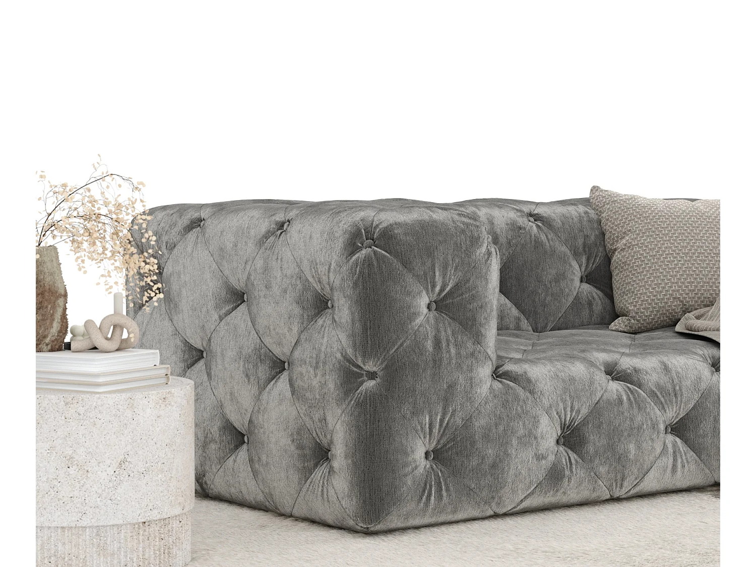 Canapé Cosimo - chenille - 2 places - gris