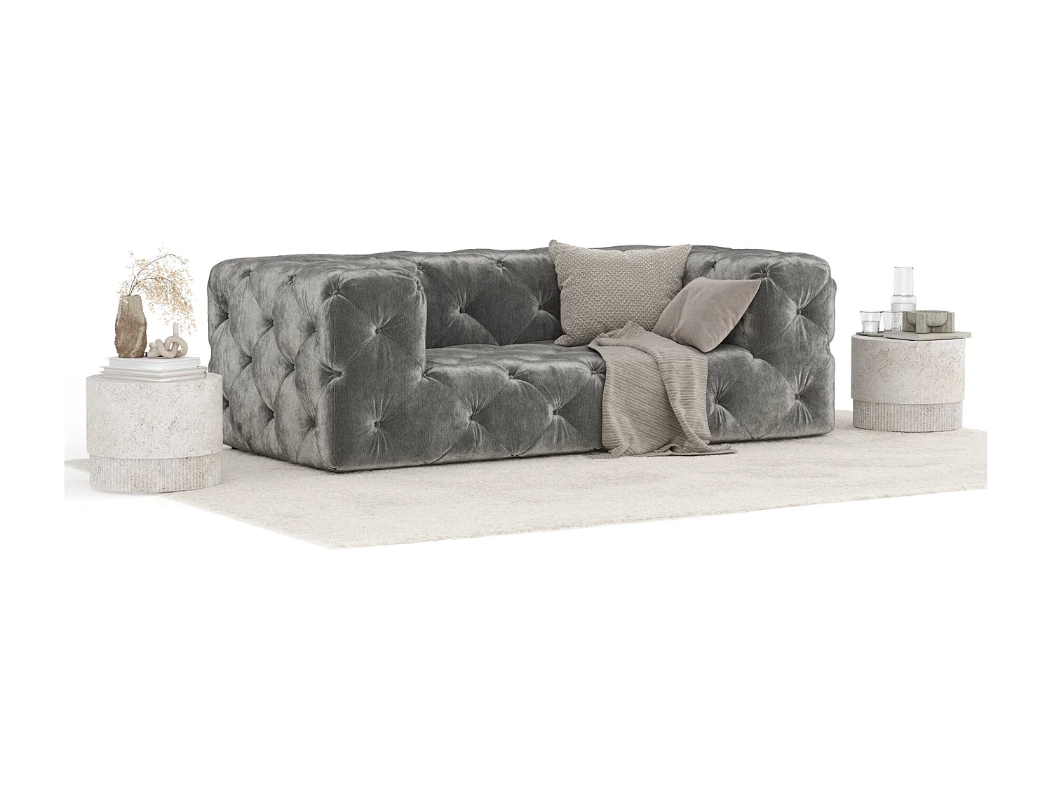 Canapé Cosimo - chenille - 2 places - gris