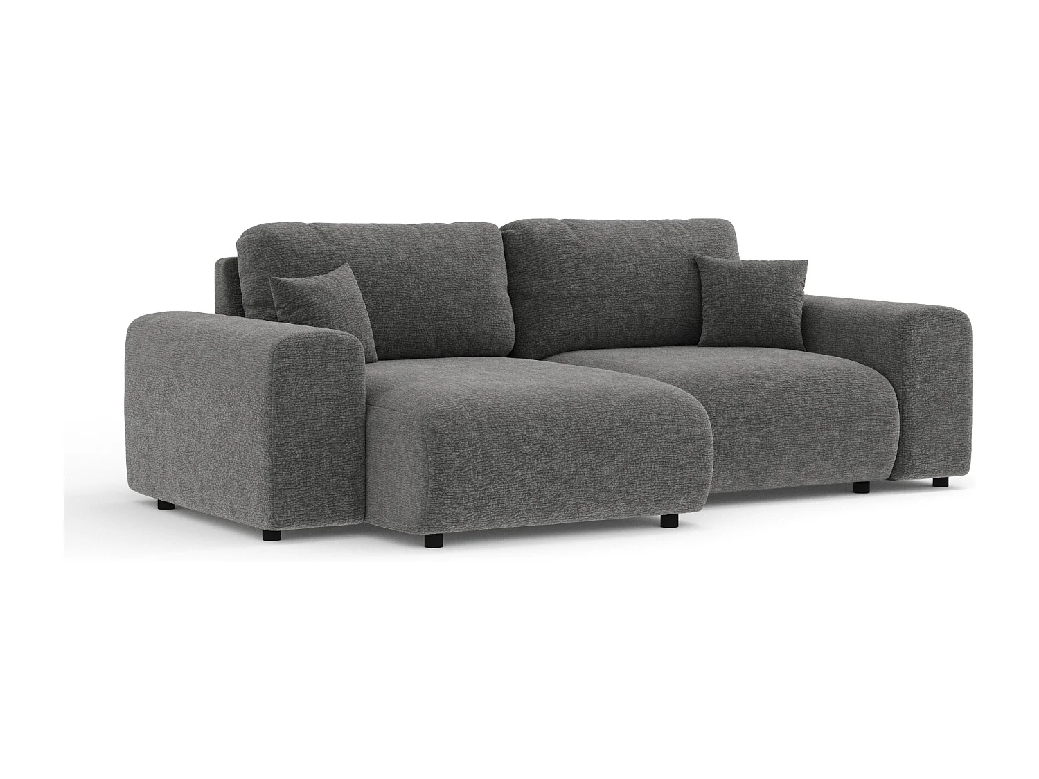 Canapé d'angle en tissu chenille Zanzibar - 4 places - gris