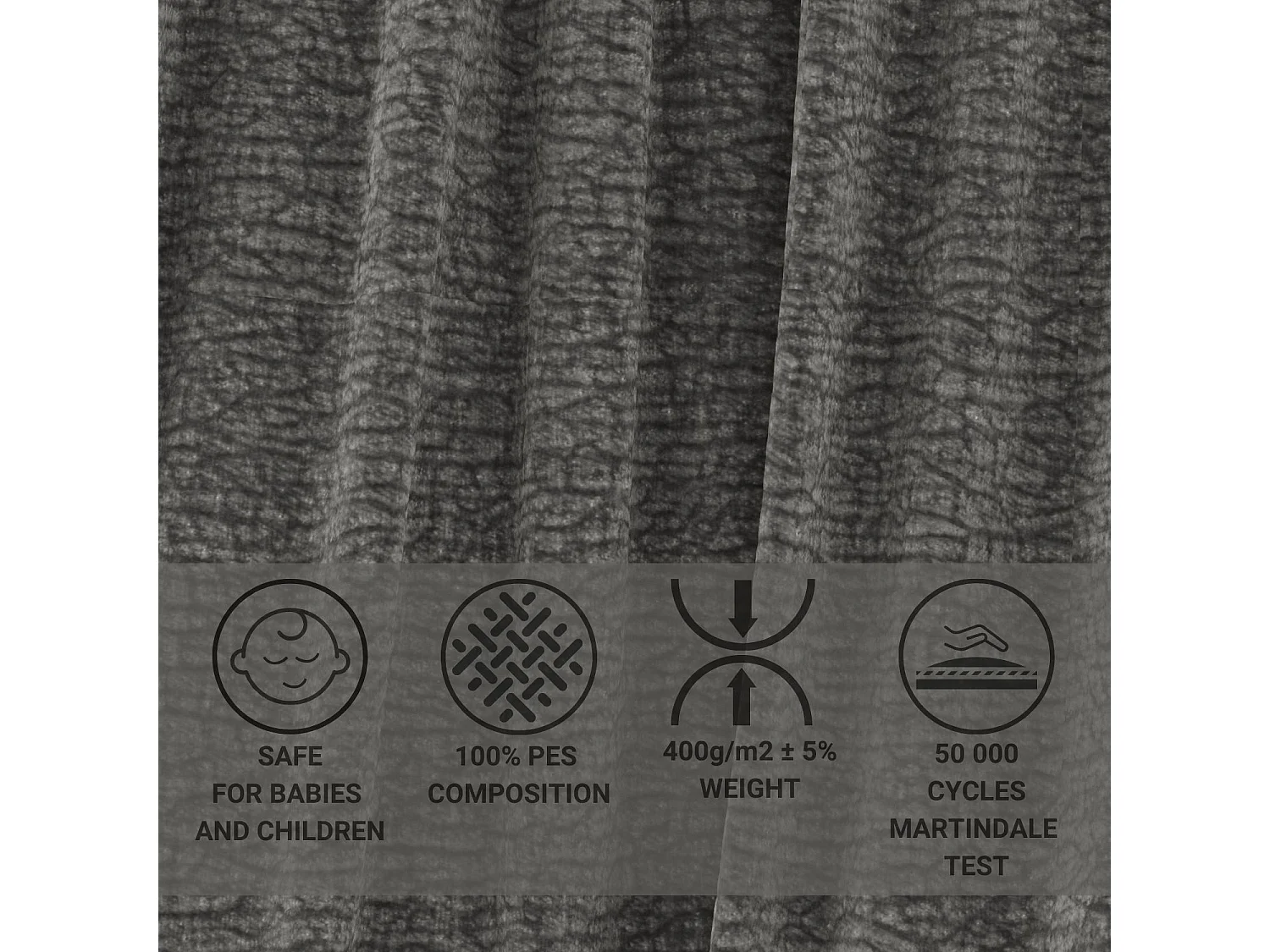 Canapé d'angle en tissu chenille Zanzibar - 4 places - gris