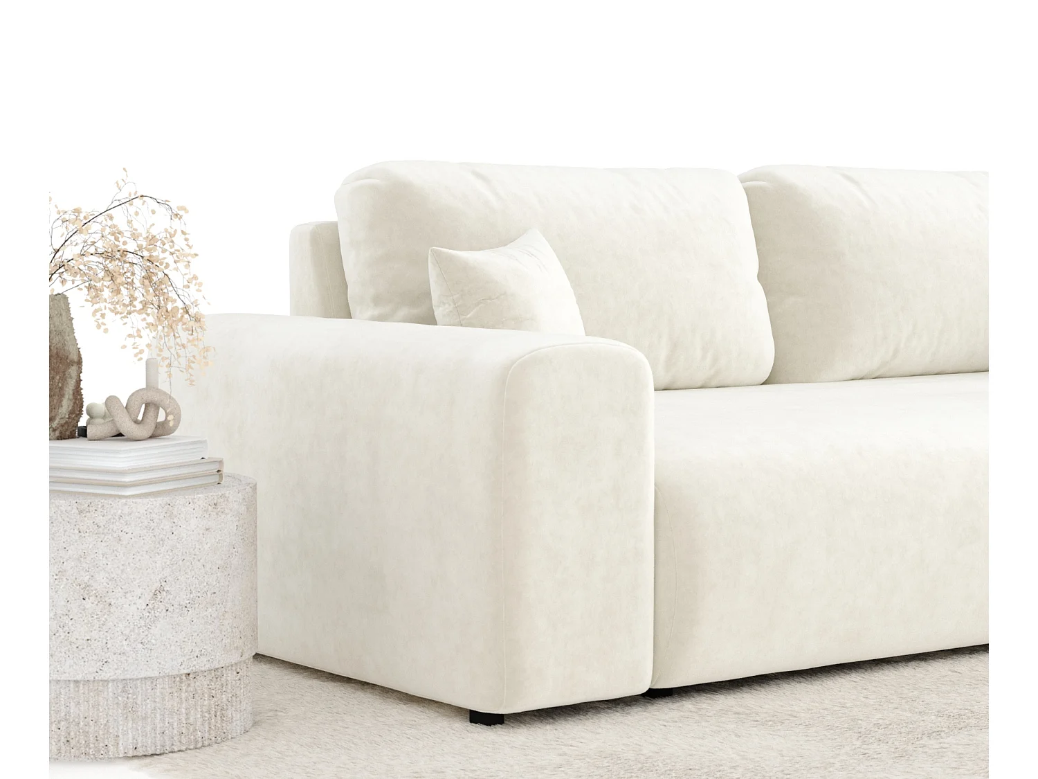 Canapé en tissu velours Zanzibar - 3 places - creme