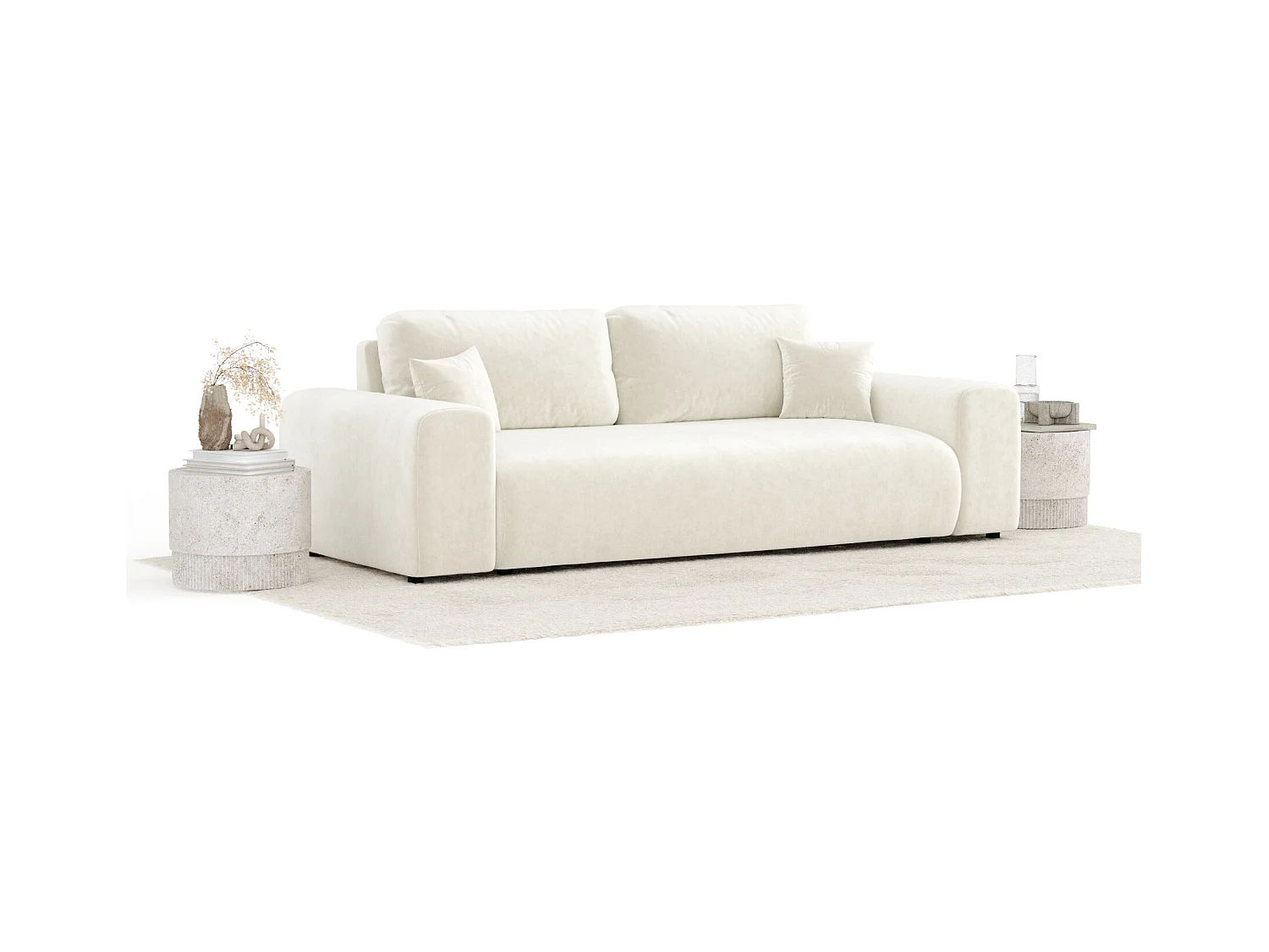 Sofa aus Samtstoff Zanzibar - Drei-Personen - creme