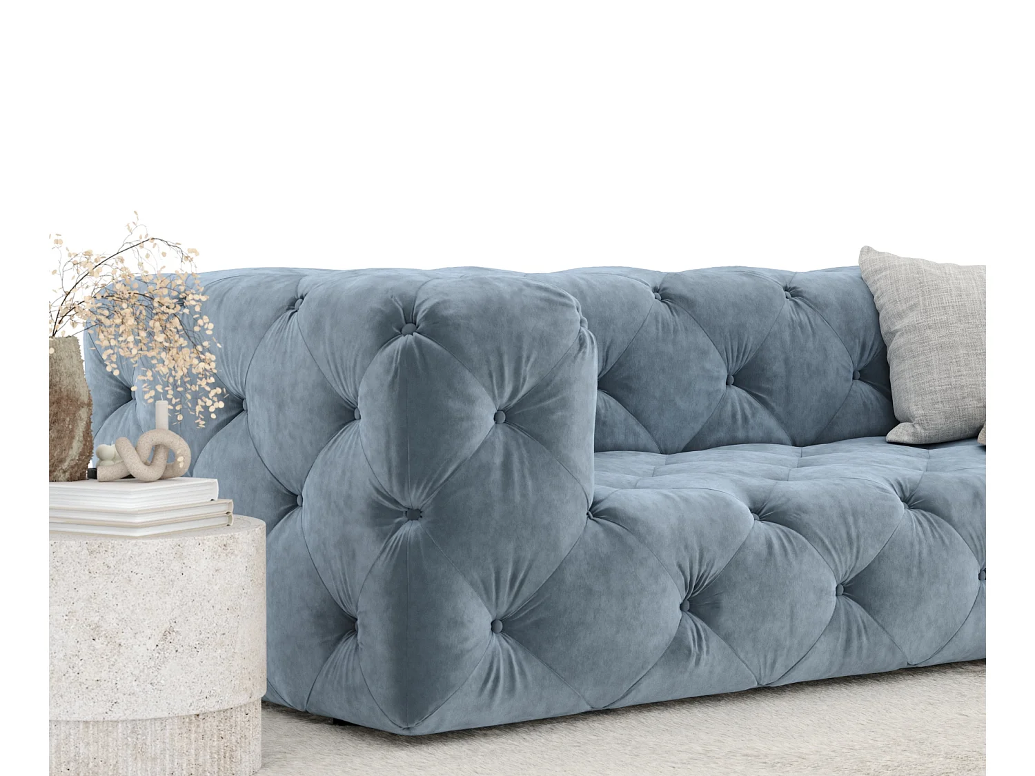 Bank van fluwelen stof Cosimo - 3 plaatsen - blauw