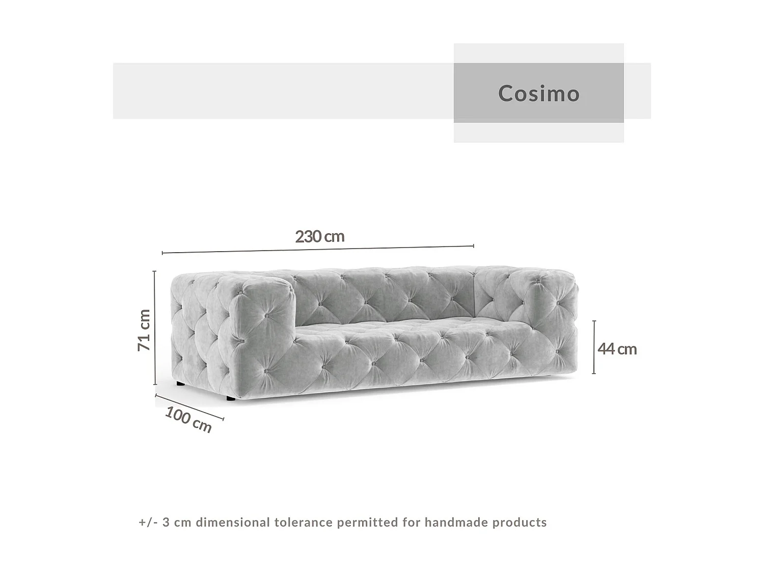 Bank van fluwelen stof Cosimo - 3 plaatsen - blauw