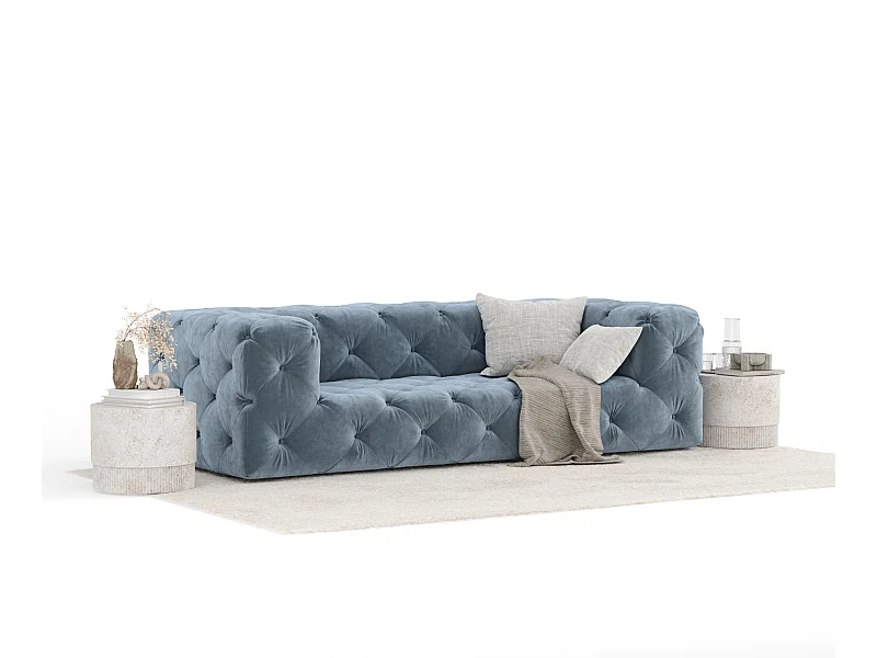 Bank van fluwelen stof Cosimo - 3 plaatsen - blauw