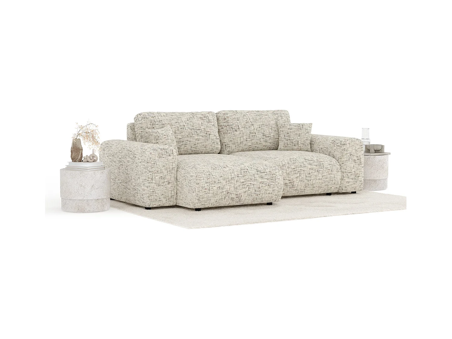 Ecksofa im Webstoff Zanzibar - Vier-Personen - beige melange