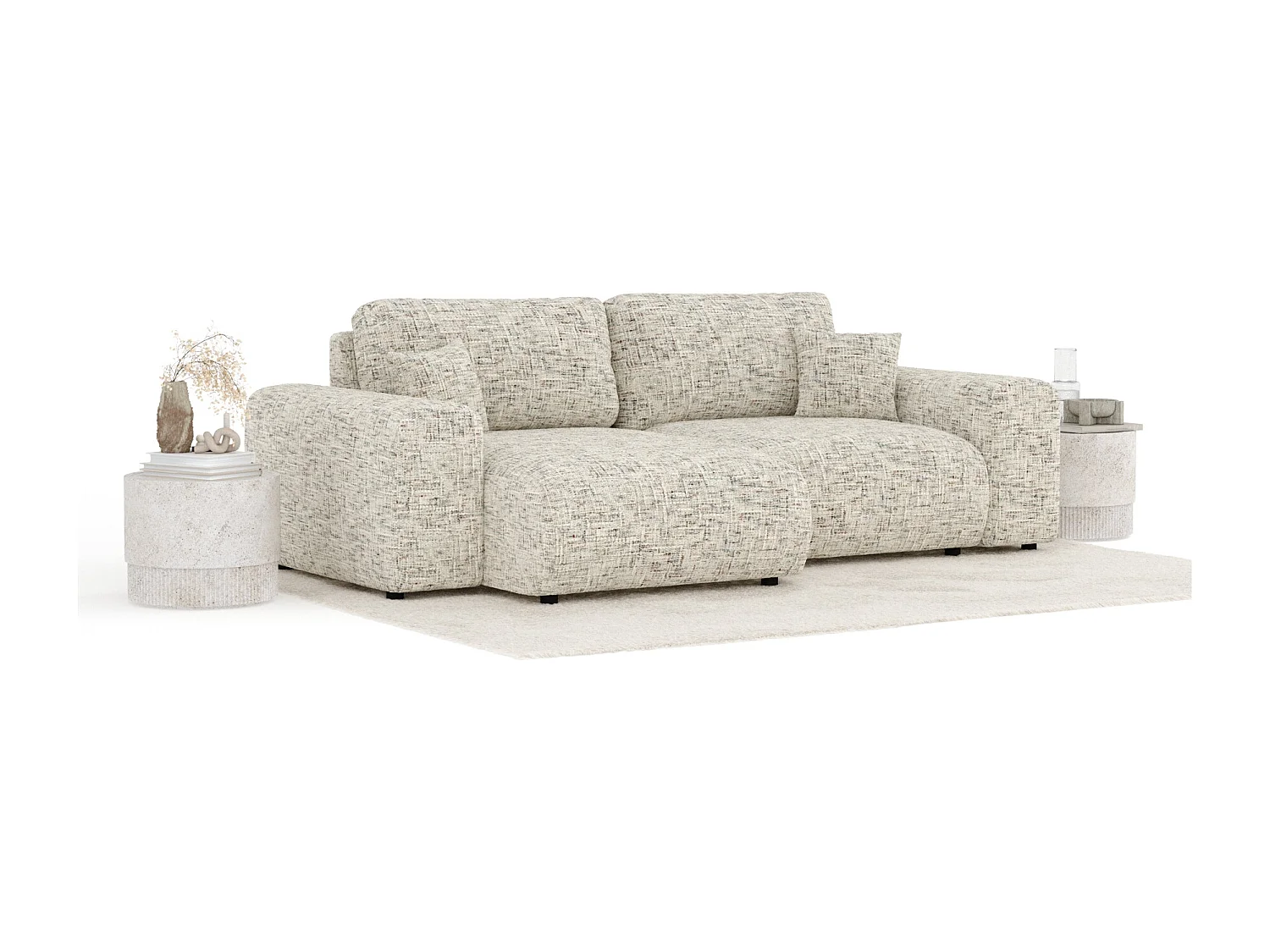 Canapé d'angle en toile tissée Zanzibar - 4 places - beige mélangé