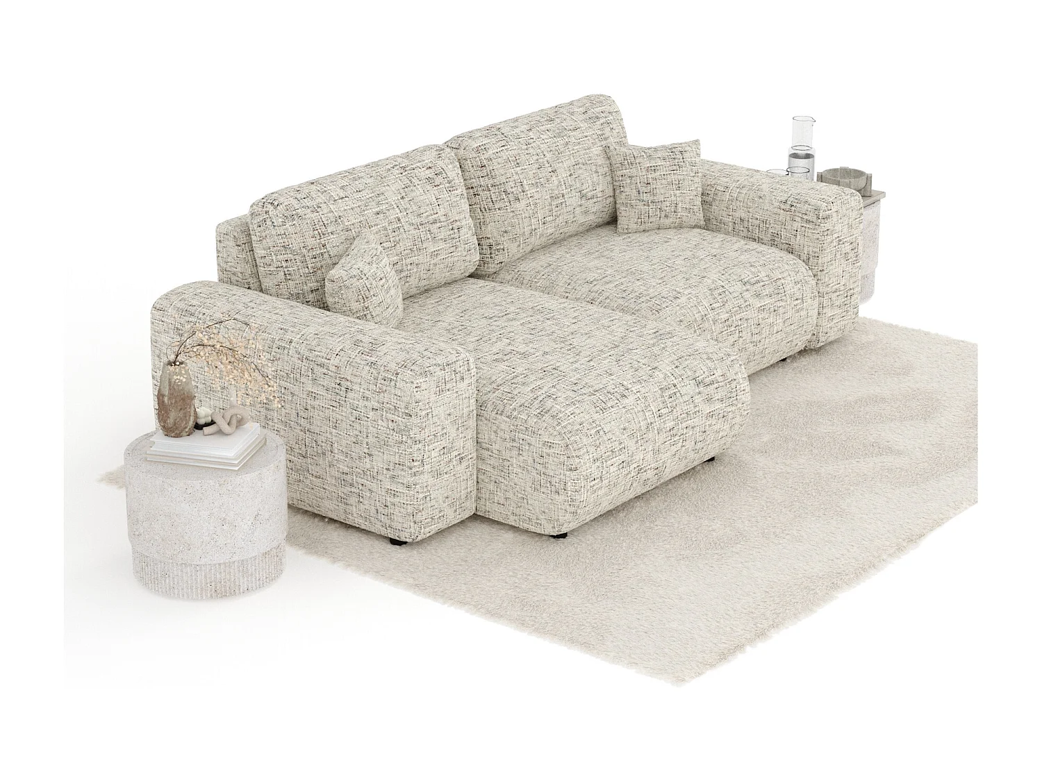 Canapé d'angle en toile tissée Zanzibar - 4 places - beige mélangé