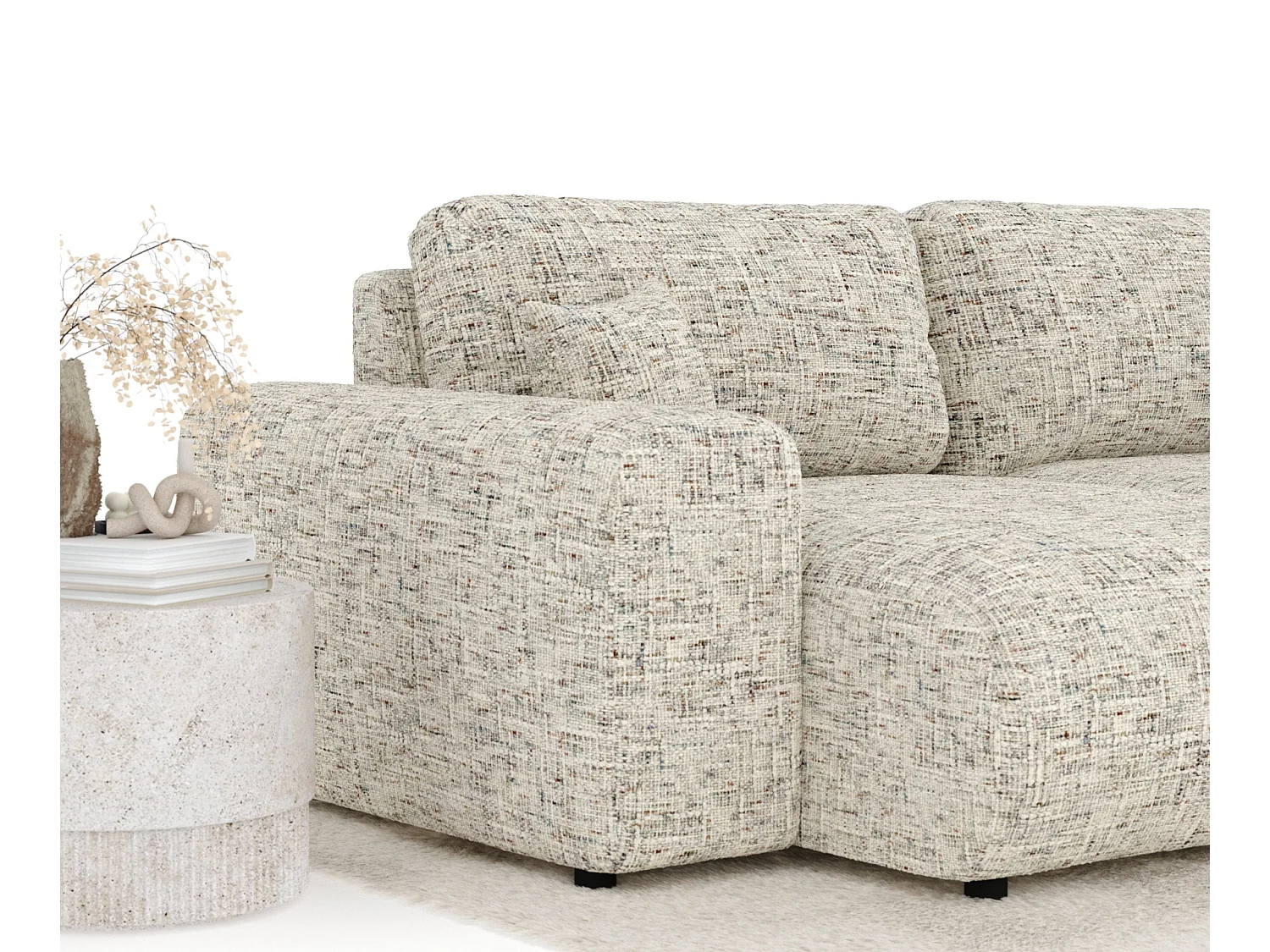 Canapé d'angle en toile tissée Zanzibar - 4 places - beige mélangé