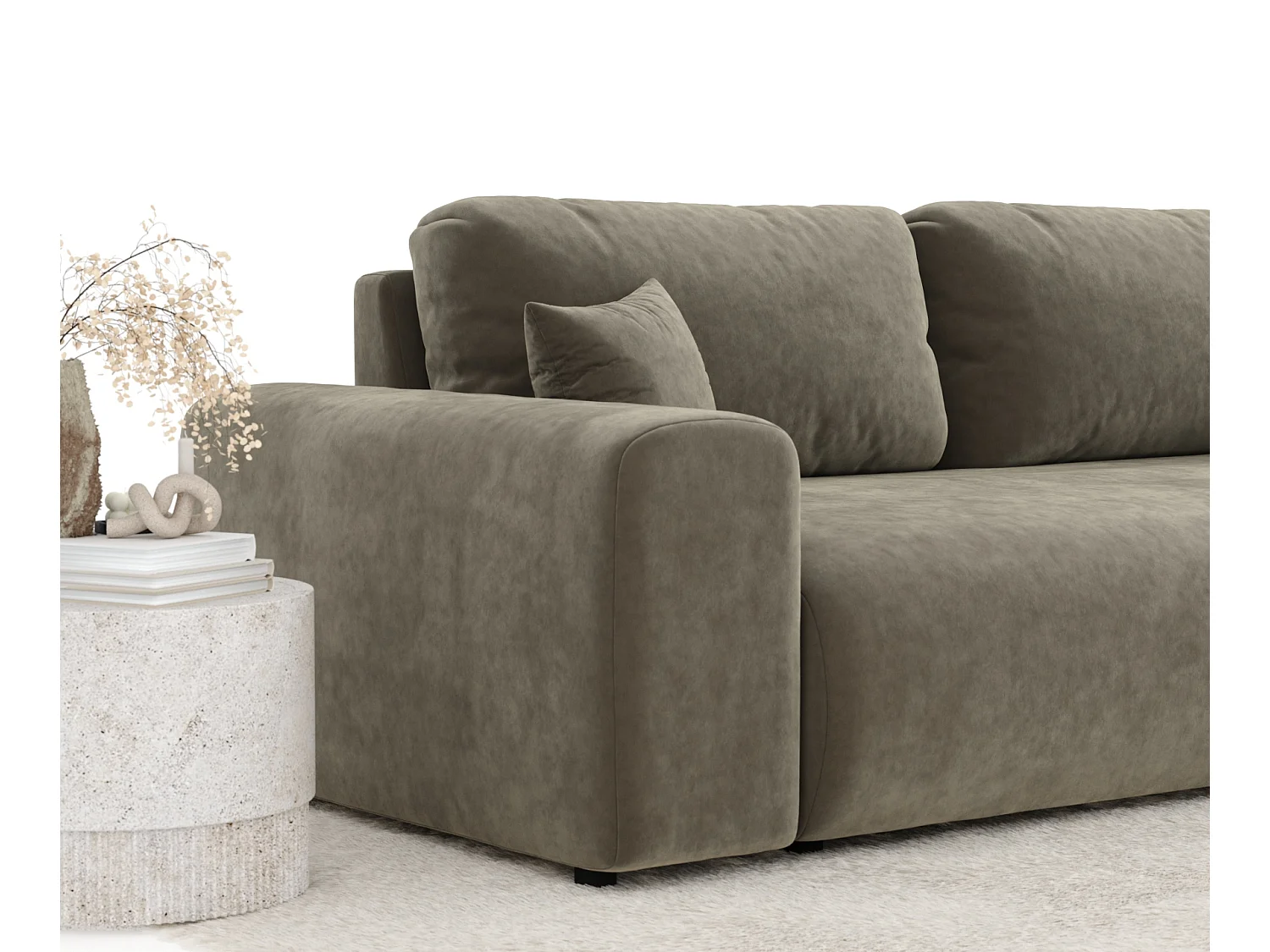 Canapé en tissu velours Zanzibar - 3 places - taupe