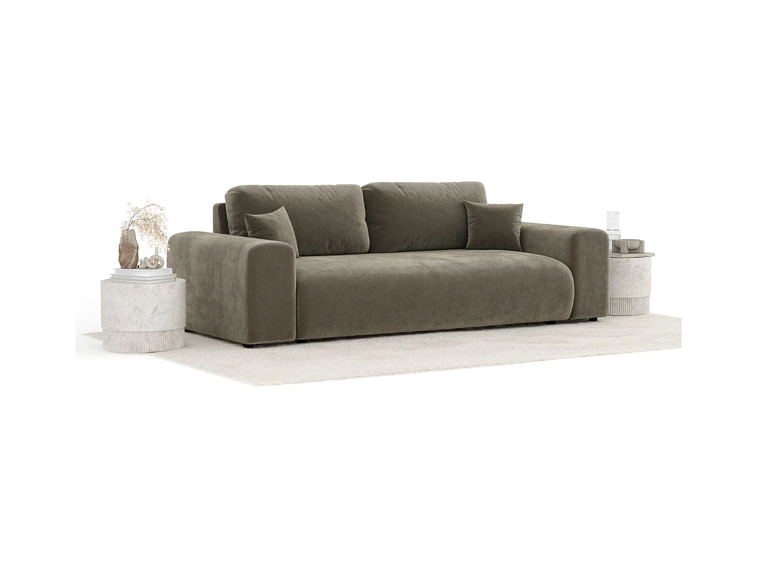 Sofa aus Samtstoff Zanzibar - Drei-Personen - taupe