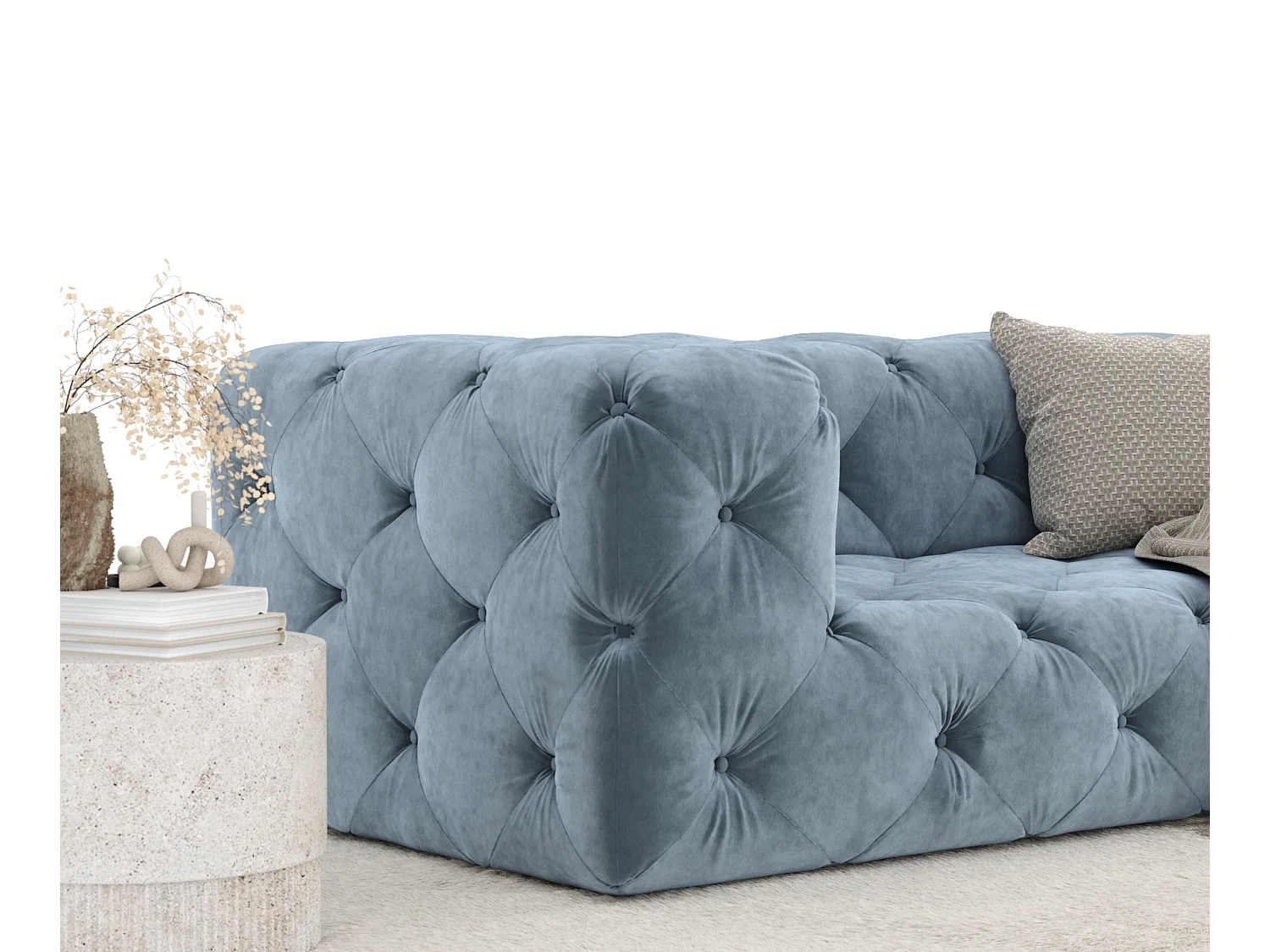 Canapé Cosimo - velours - 2 places - bleu