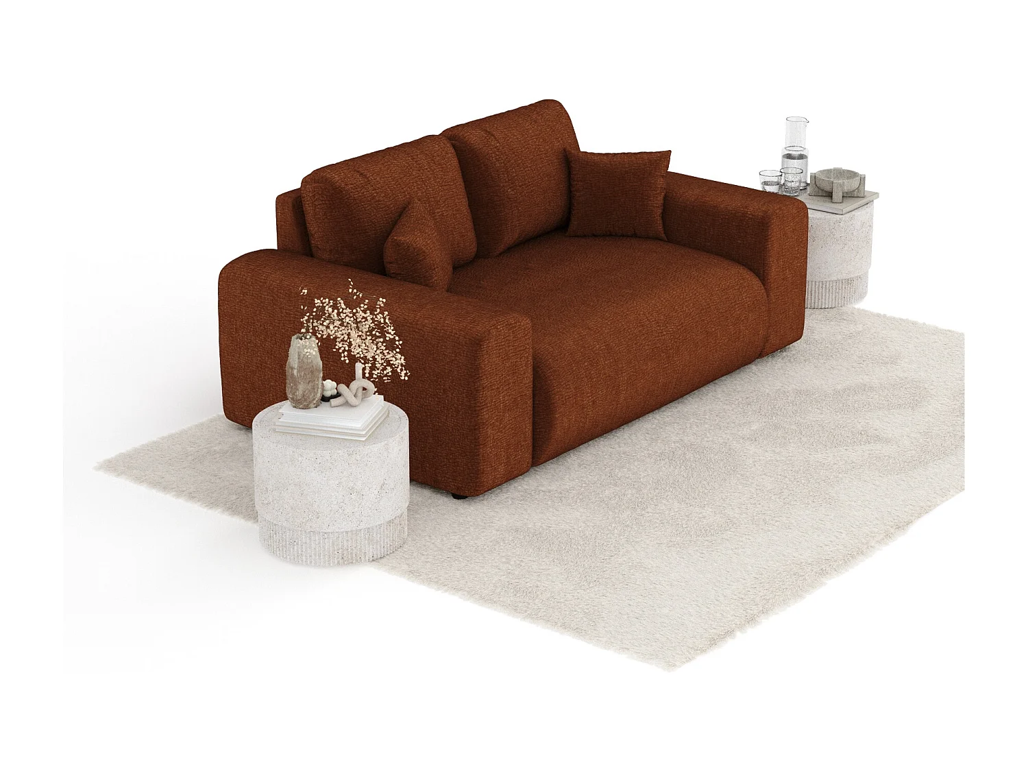 Canapé en tissu chenille Zanzibar - 2 places - couleur cuivre