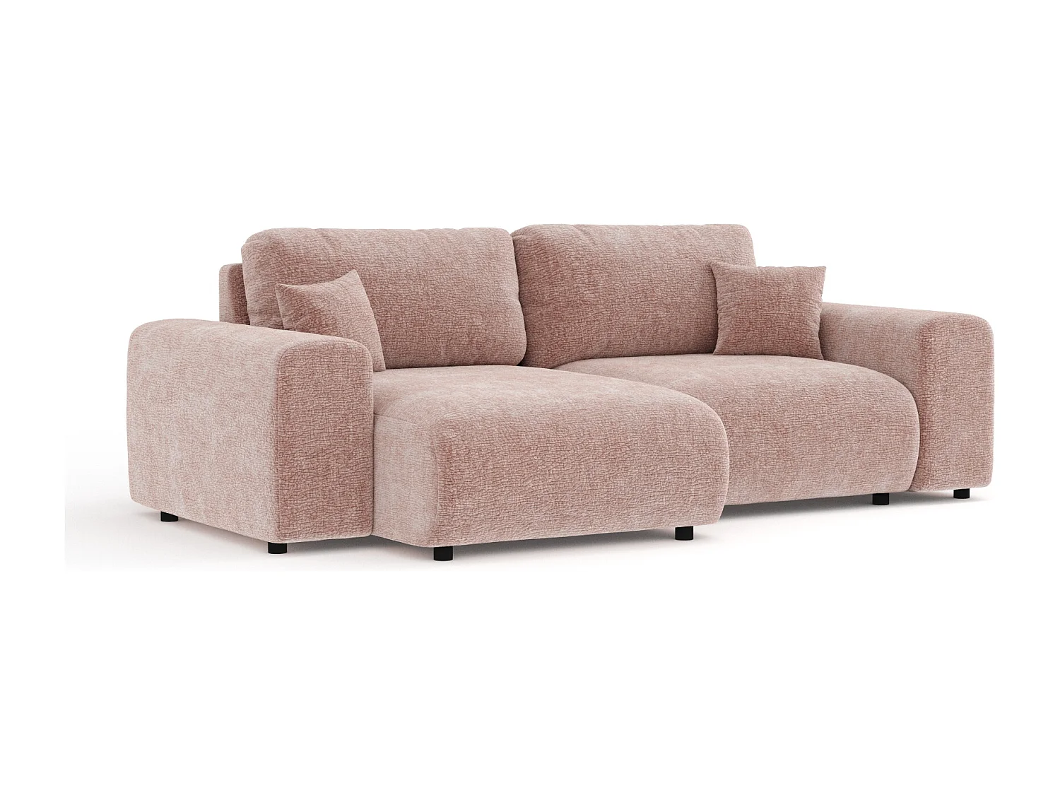 Canapé d'angle en tissu chenille Zanzibar - 4 places - rose