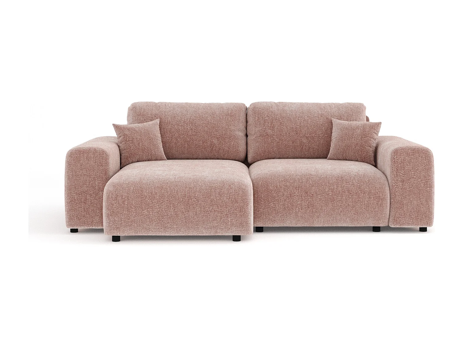 Canapé d'angle en tissu chenille Zanzibar - 4 places - rose