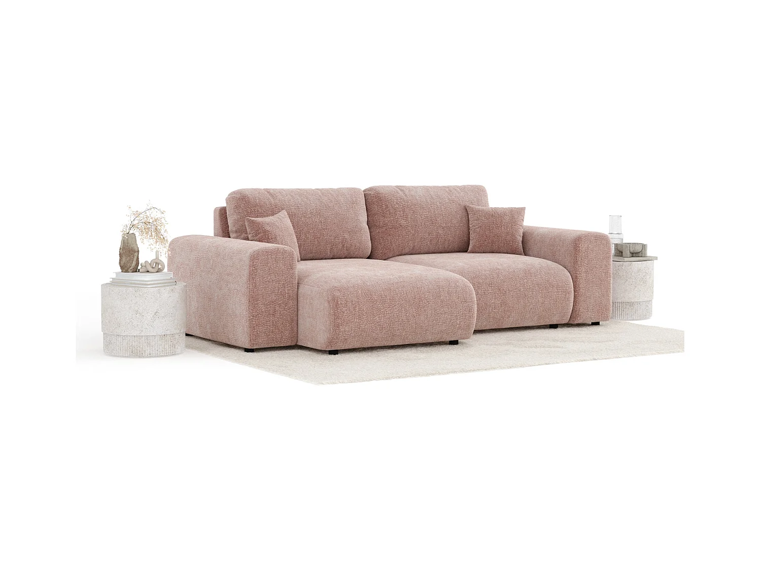 Ecksofa im Chenille-Stoff Zanzibar - Vier-Personen - rosa