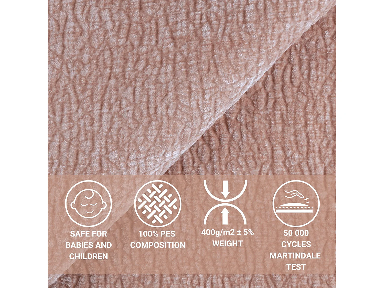 Canapé d'angle en tissu chenille Zanzibar - 4 places - rose