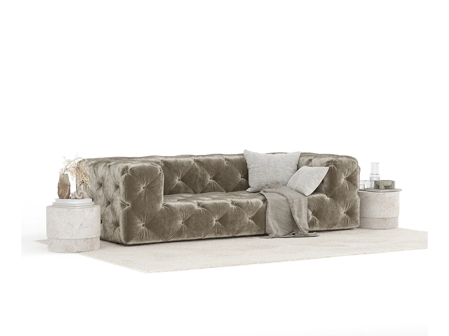 Canapé Cosimo - chenille - 3 places - beige