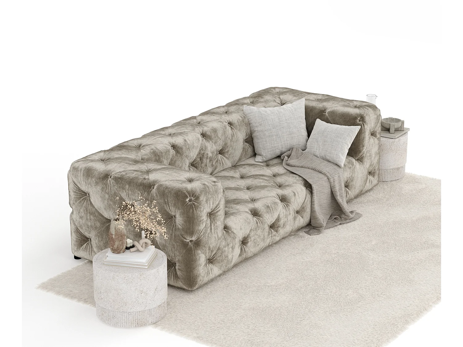 Canapé Cosimo - chenille - 3 places - beige