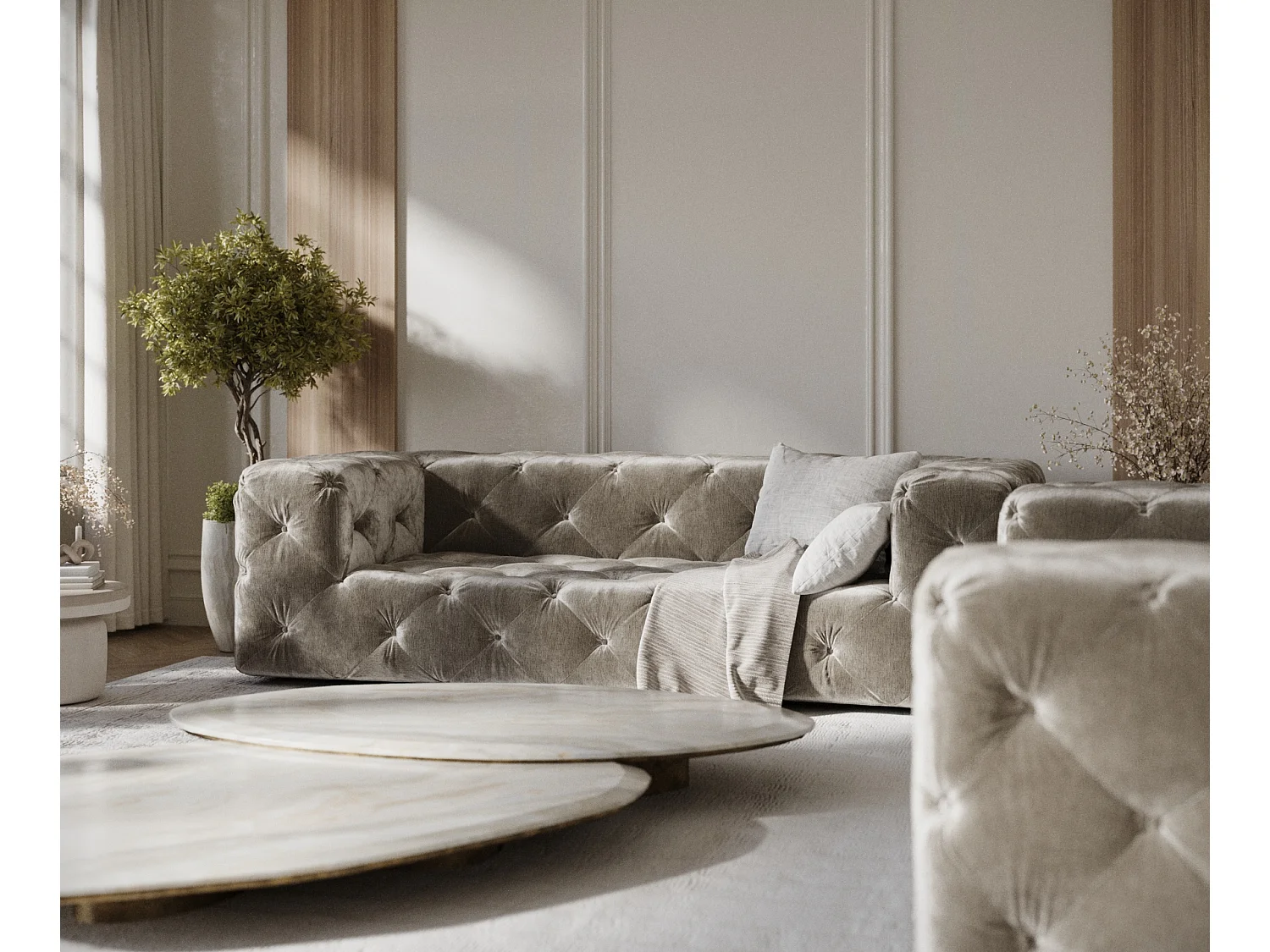 Canapé Cosimo - chenille - 3 places - beige