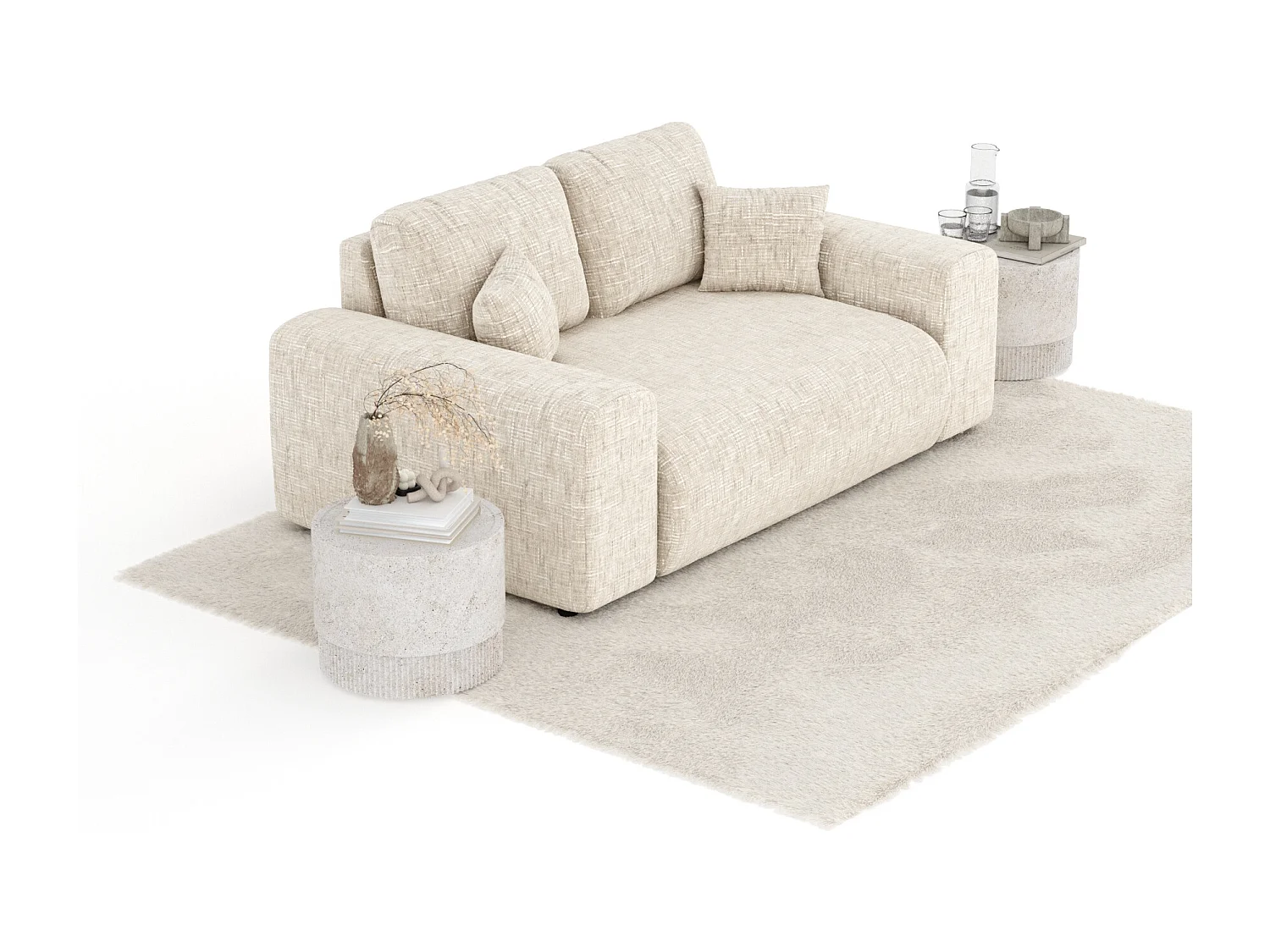 Canapé en toile tissée Zanzibar - 2 places - creme