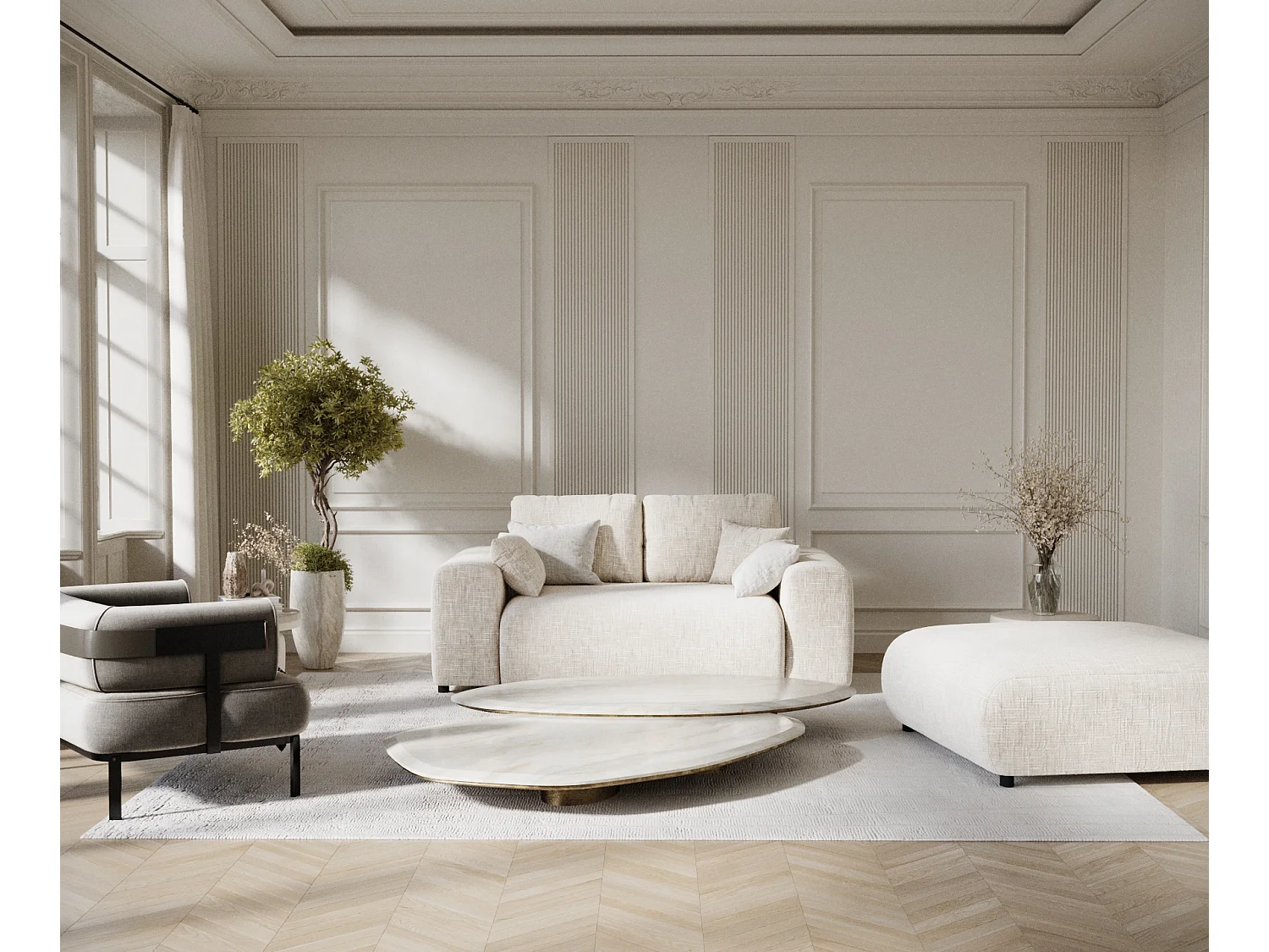 Canapé en toile tissée Zanzibar - 2 places - creme