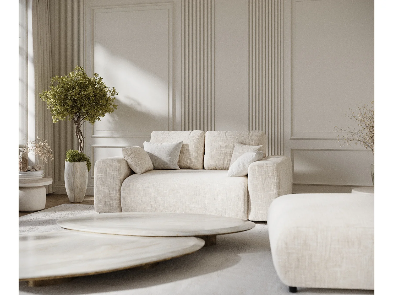 Canapé en toile tissée Zanzibar - 2 places - creme