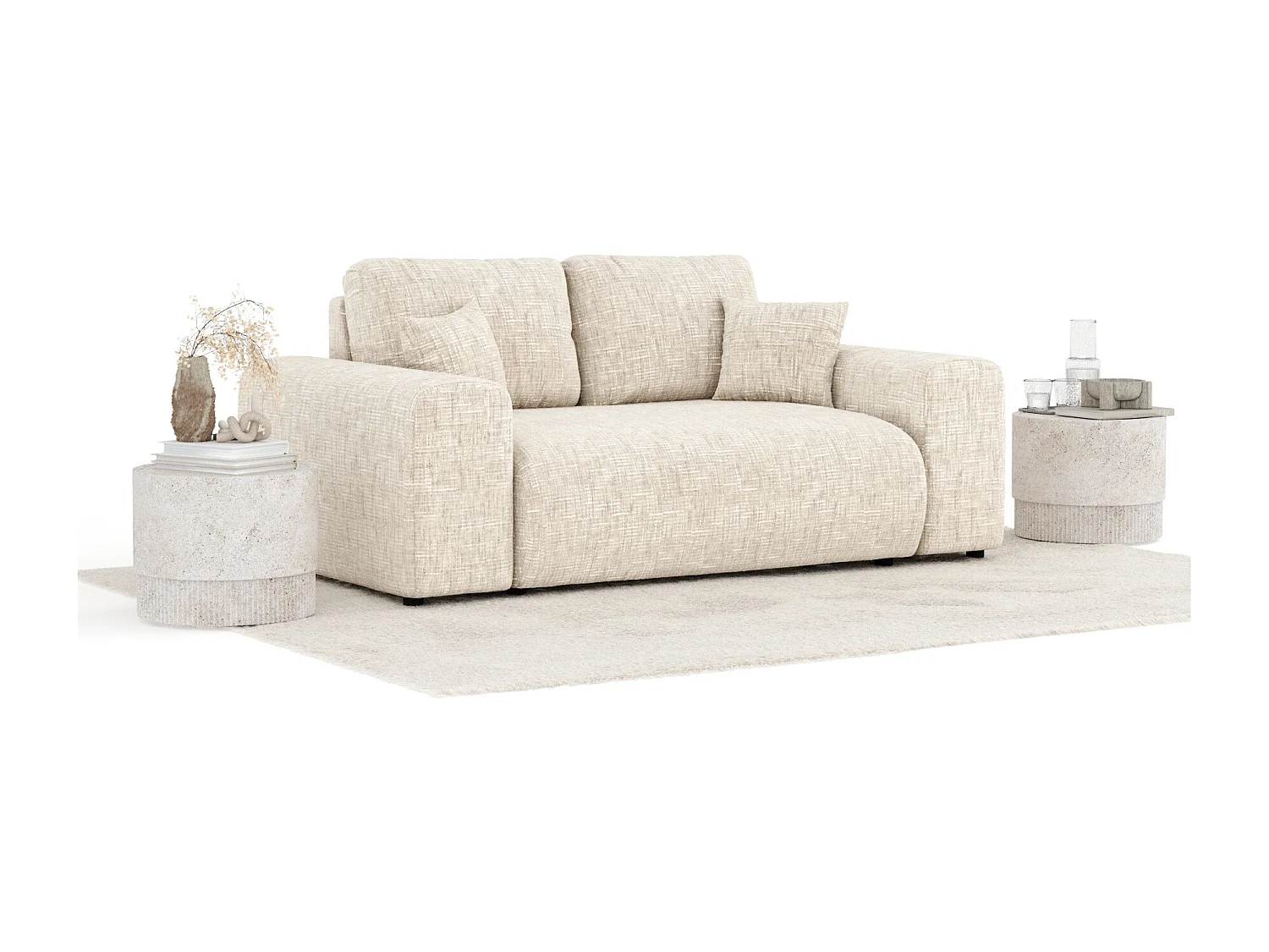 Canapé en toile tissée Zanzibar - 2 places - creme