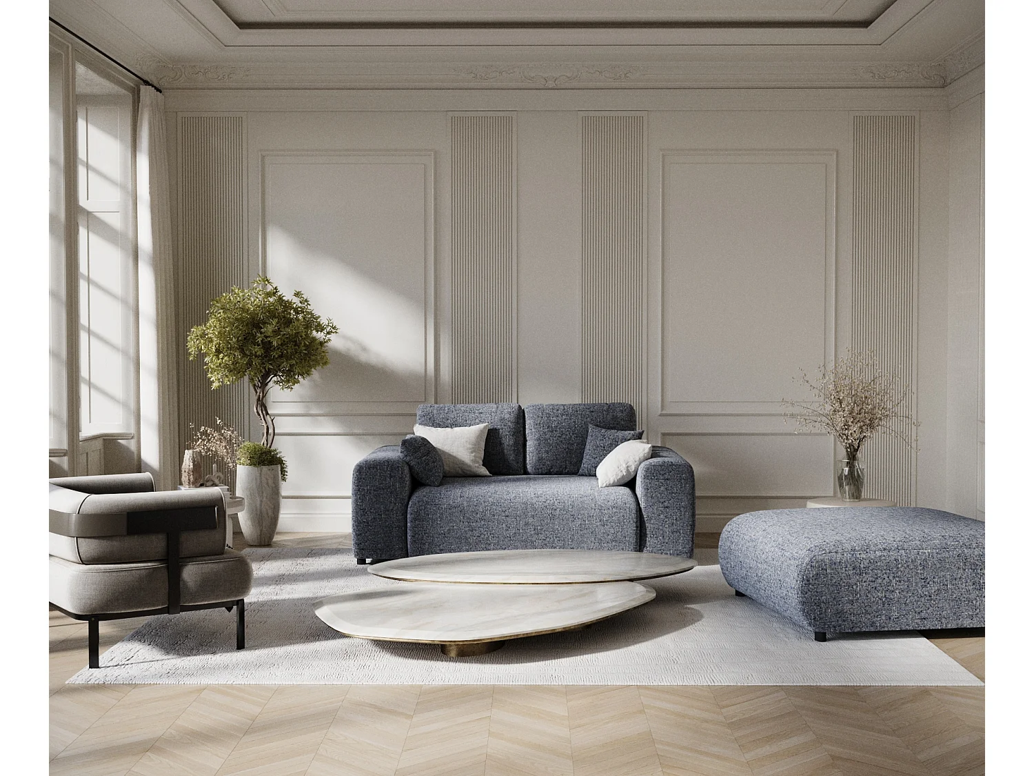 Canapé en toile tissée Zanzibar - 2 places - bleu marine