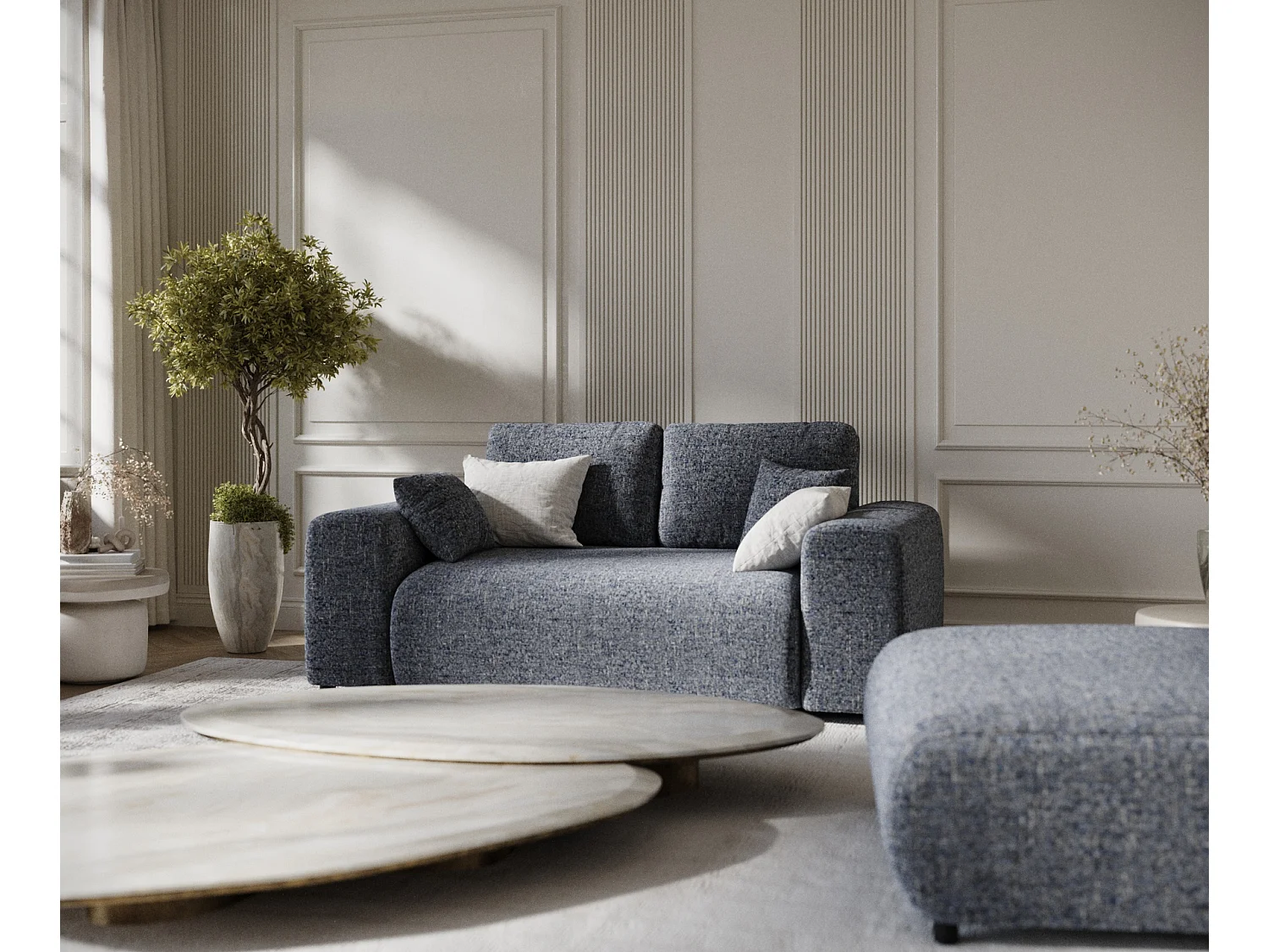 Canapé en toile tissée Zanzibar - 2 places - bleu marine