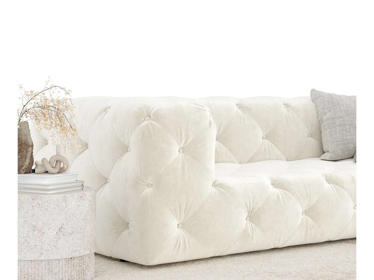 Canapé Cosimo - velours - 3 places - creme