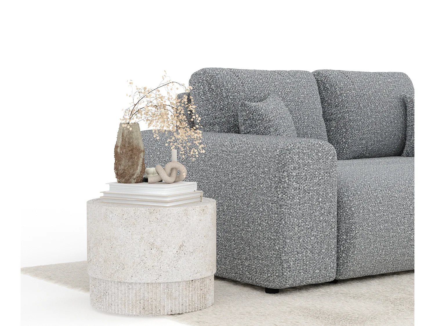 Canapé en tissu bouclette Zanzibar - 2 places - gris
