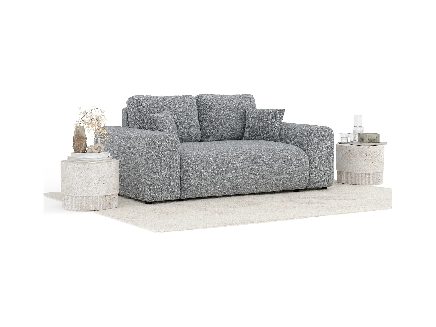 Sofa aus Boucle-Stoff Zanzibar - Zwei-Personen - grau