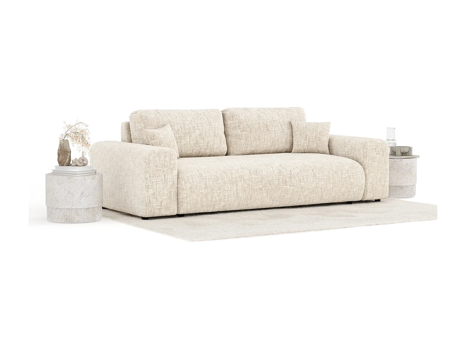 Canapé en toile tissée Zanzibar - 3 places - creme