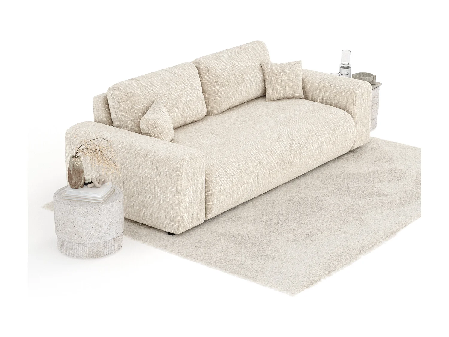 Canapé en toile tissée Zanzibar - 3 places - creme