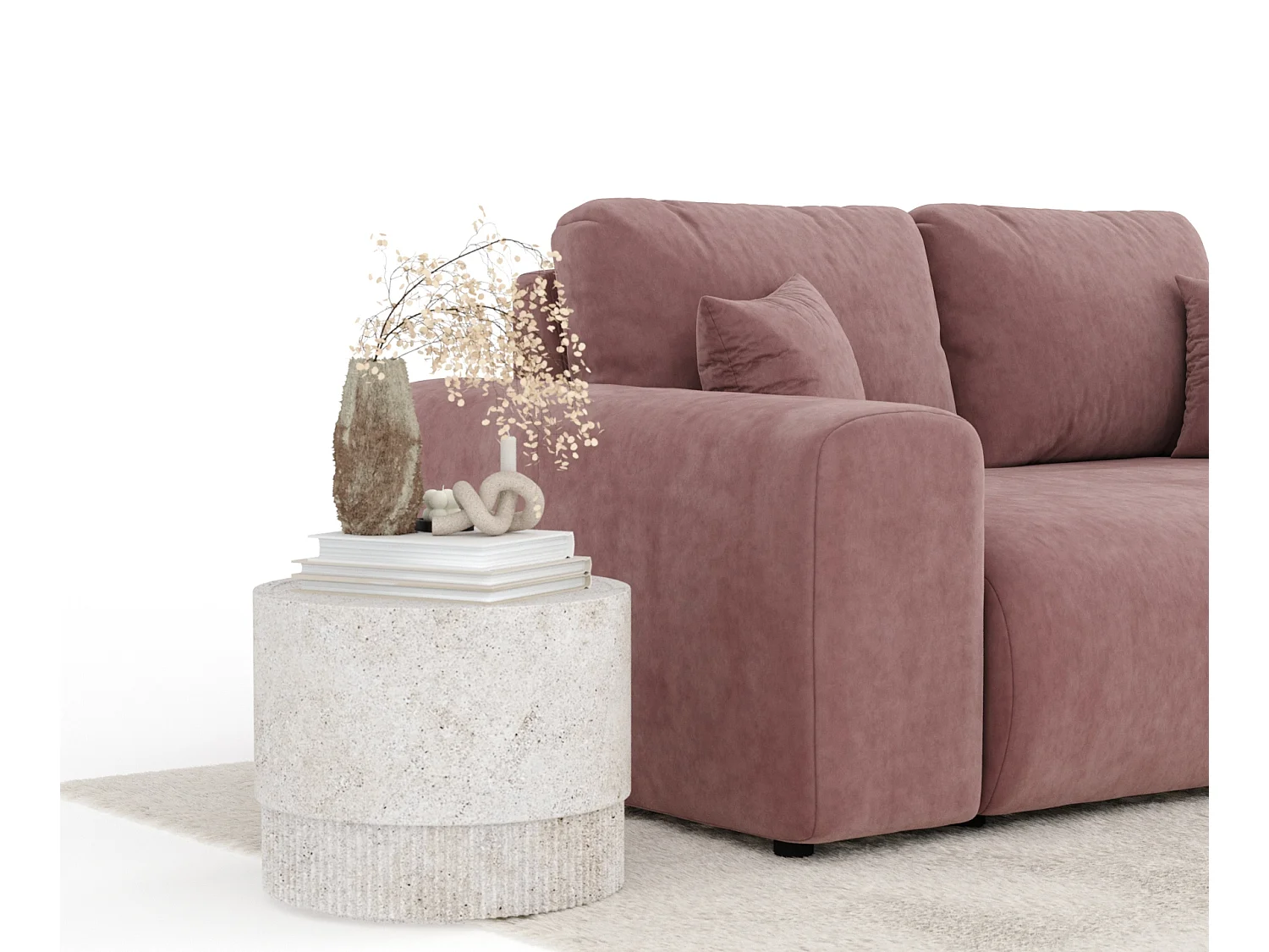Canapé en tissu velours Zanzibar - 2 places - rose