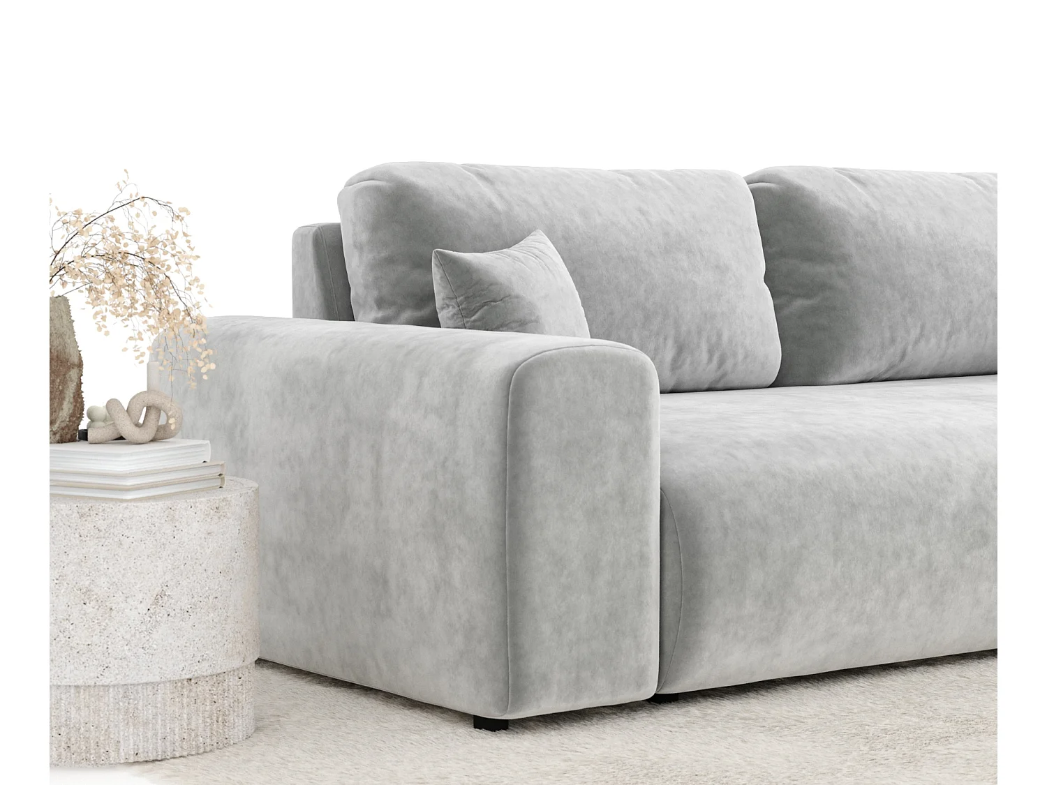 Canapé en tissu velours Zanzibar - 3 places - gris clair