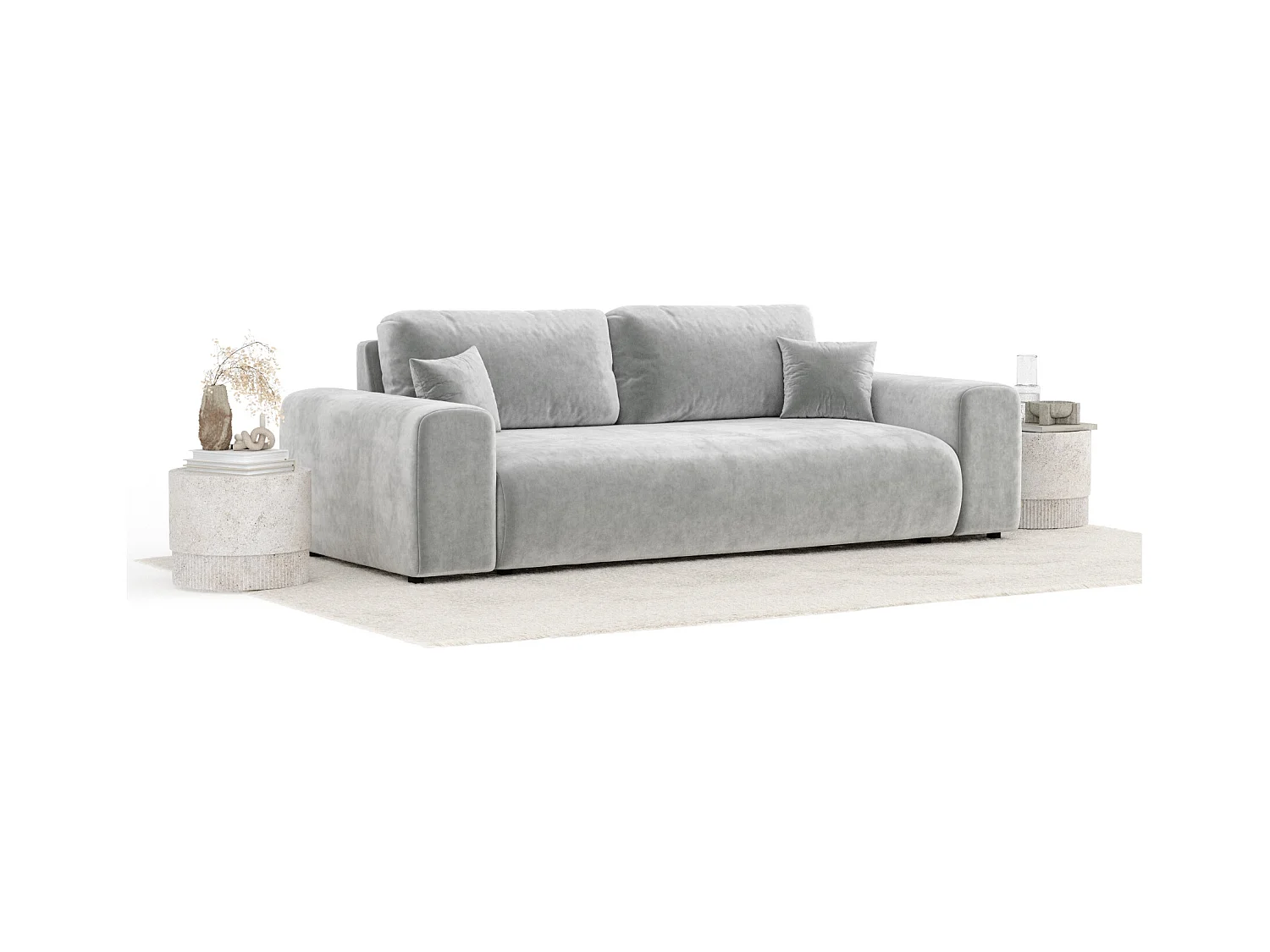 Sofa aus Samtstoff Zanzibar - Drei-Personen - hellgrau