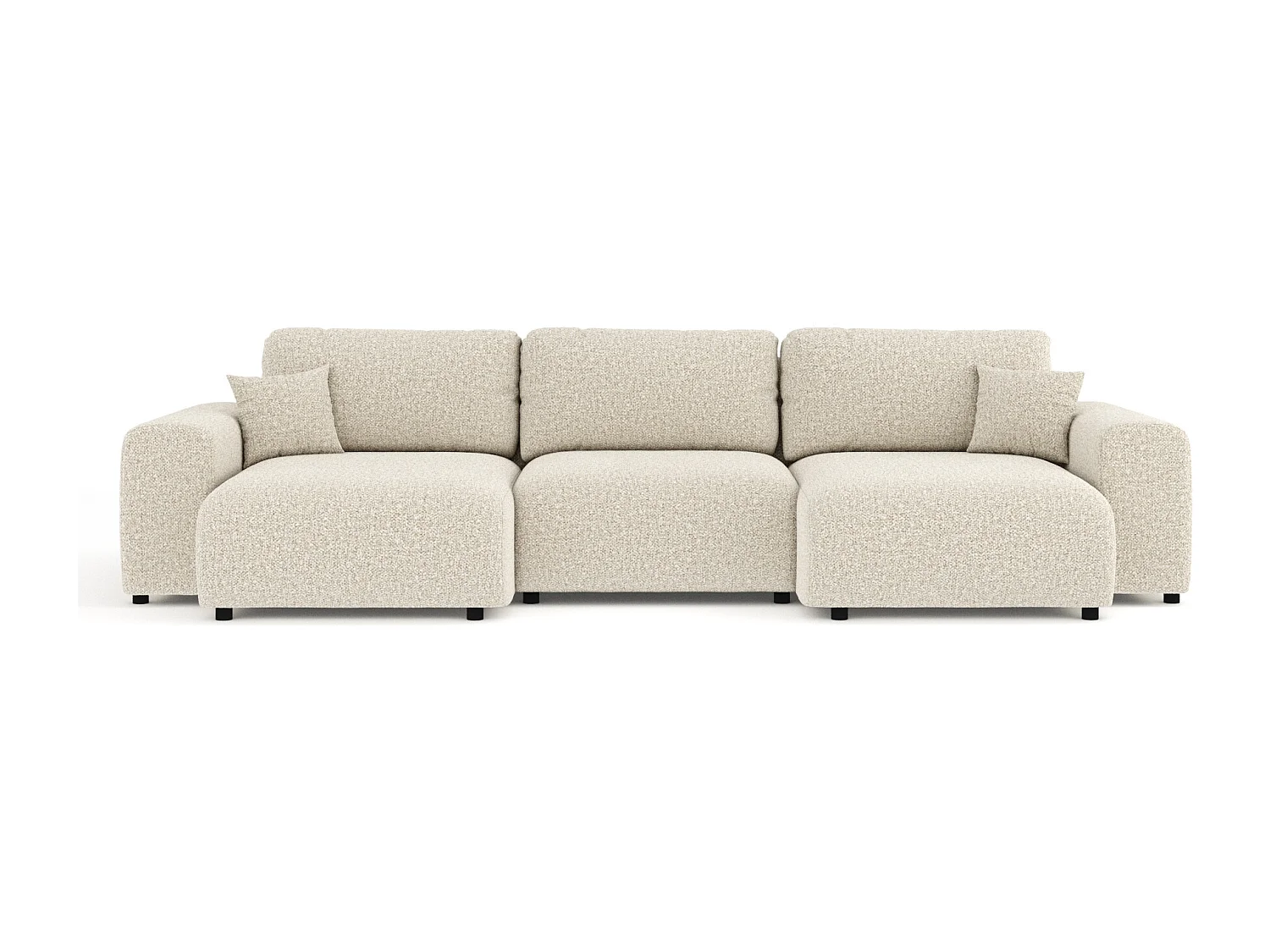 Canapé d'angle panoramique en tissu bouclette Zanzibar - 6 places - beige