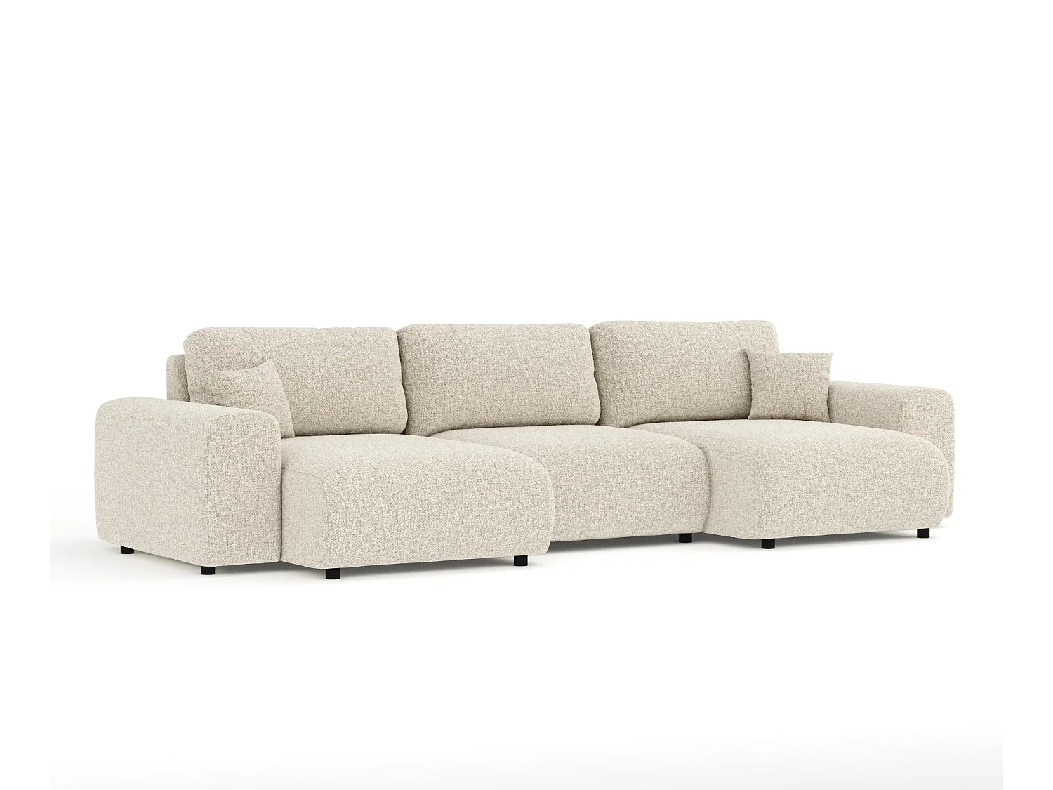 Panorama-Sofa aus Boucle-Stoff Zanzibar - Sechs-Personen - beige