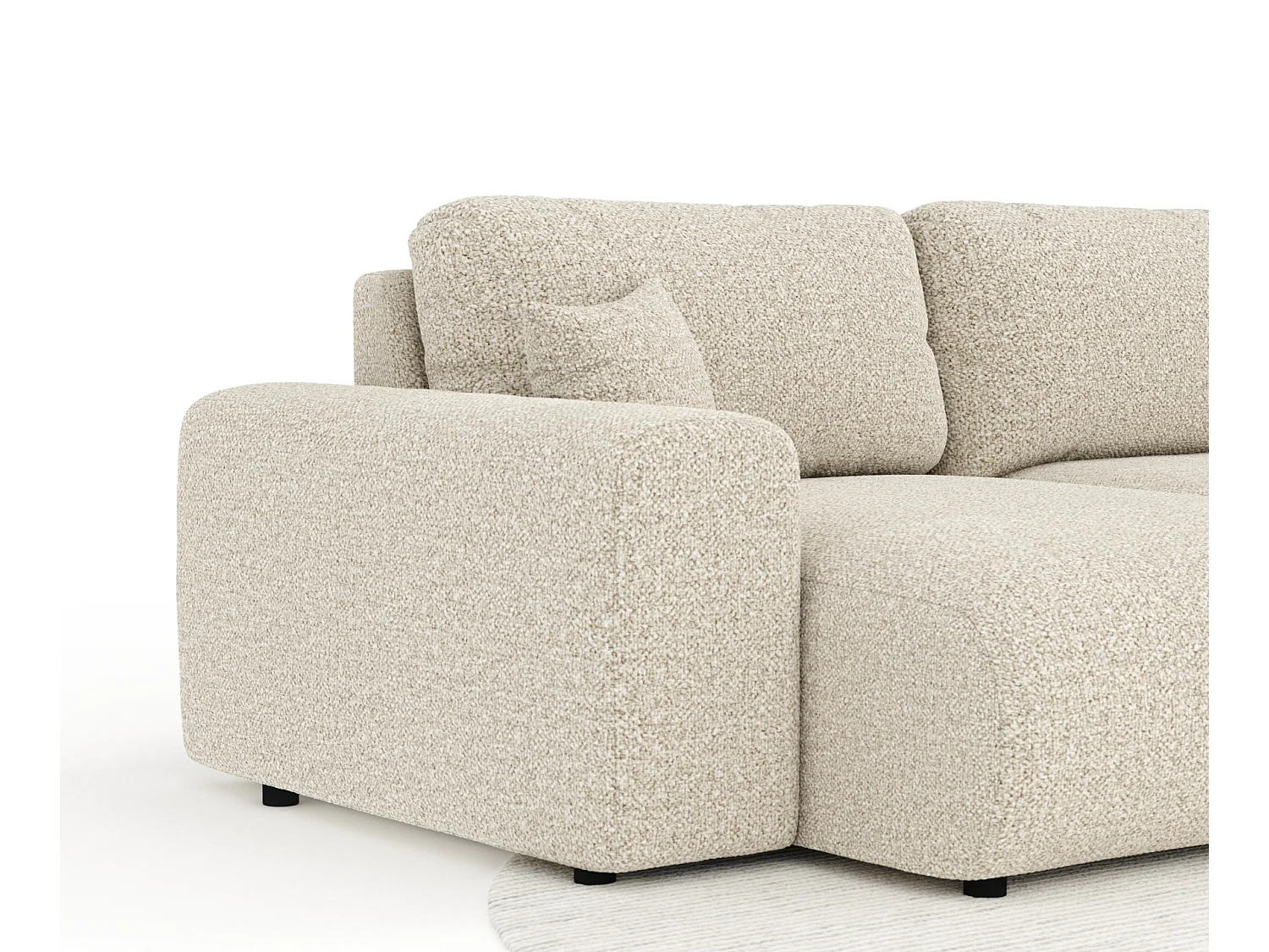 Panorama-Sofa aus Boucle-Stoff Zanzibar - Sechs-Personen - beige