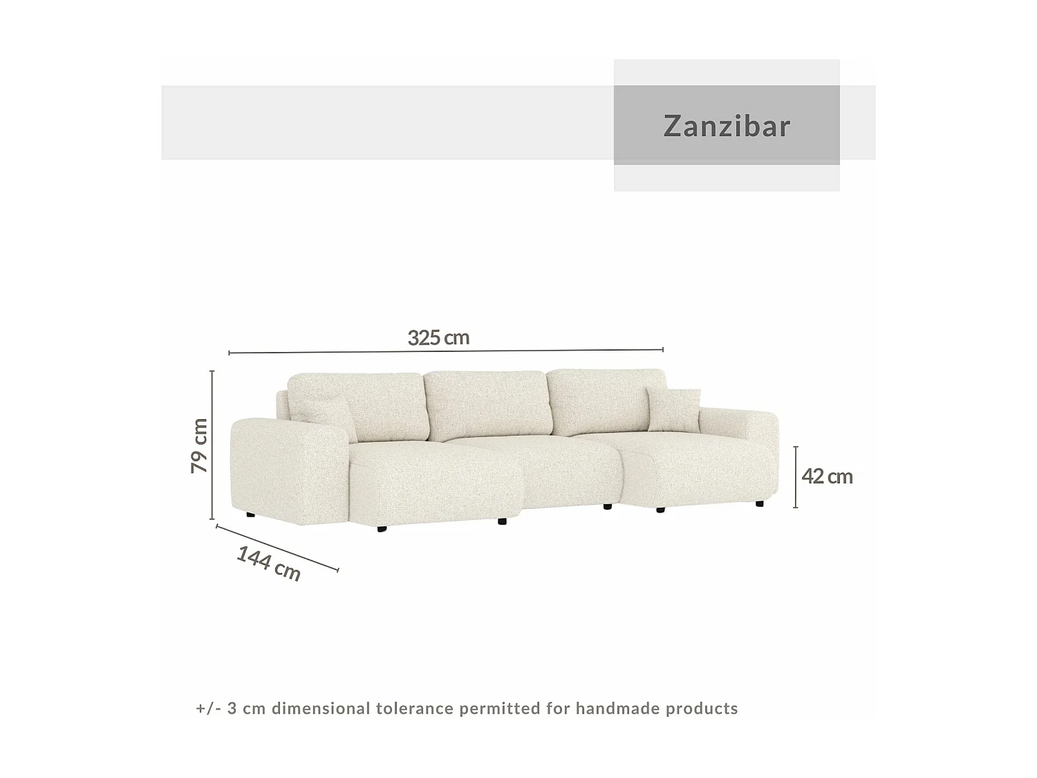 Panorama-Sofa aus Boucle-Stoff Zanzibar - Sechs-Personen - beige