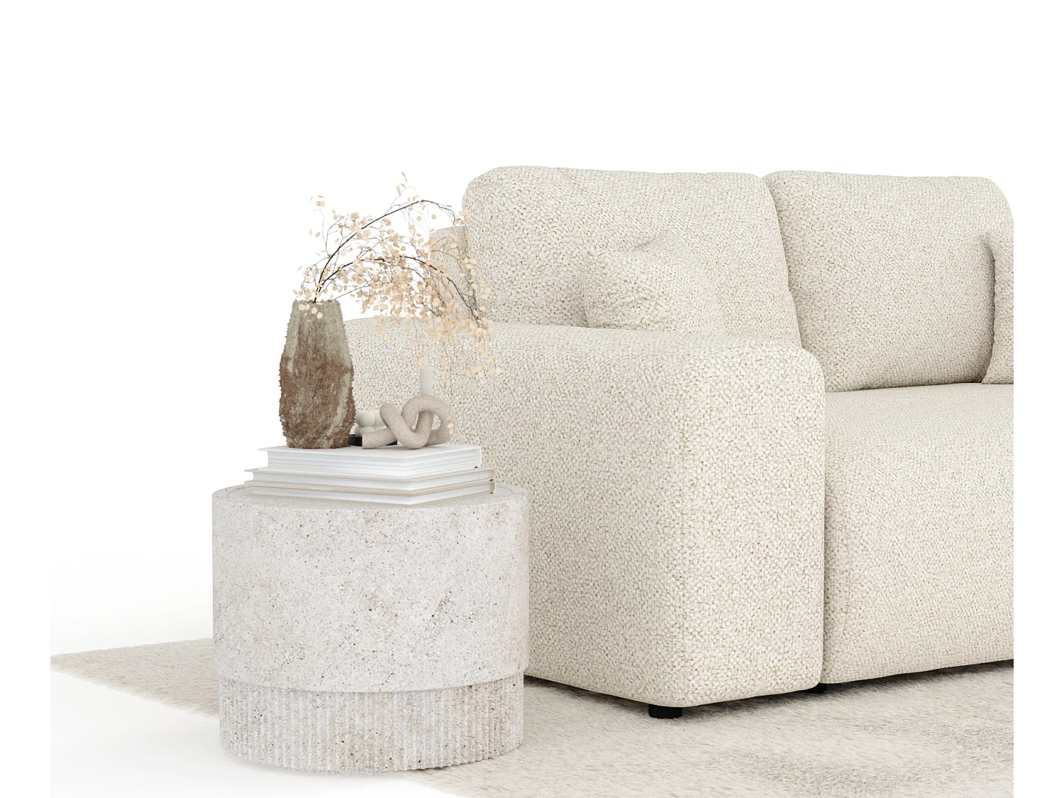 Canapé en tissu bouclette Zanzibar - 2 places - beige clair