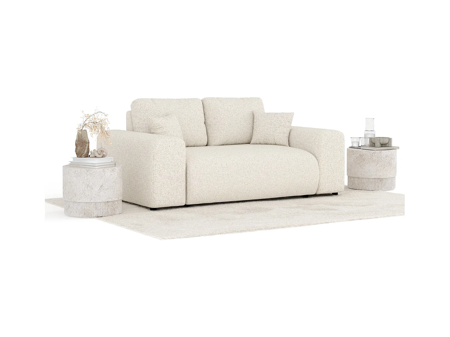 Sofa aus Boucle-Stoff Zanzibar - Zwei-Personen - hellbeige