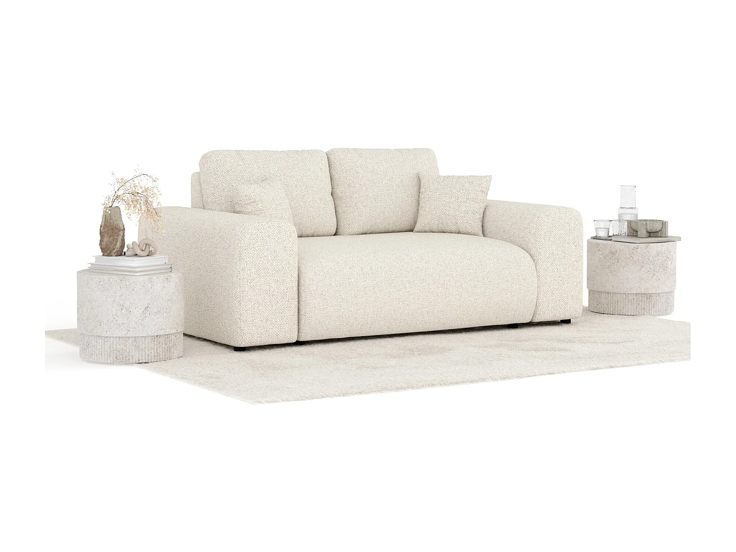 Canapé en tissu bouclette Zanzibar - 2 places - beige clair