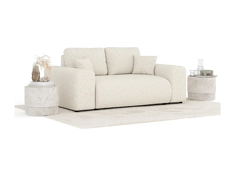 Canapé en tissu bouclette Zanzibar - 2 places - beige clair