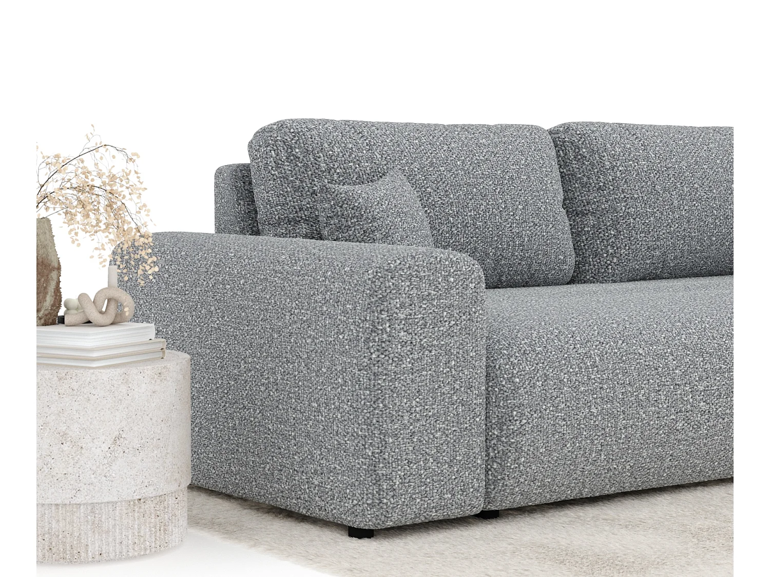 Canapé en tissu bouclette Zanzibar - 3 places - gris